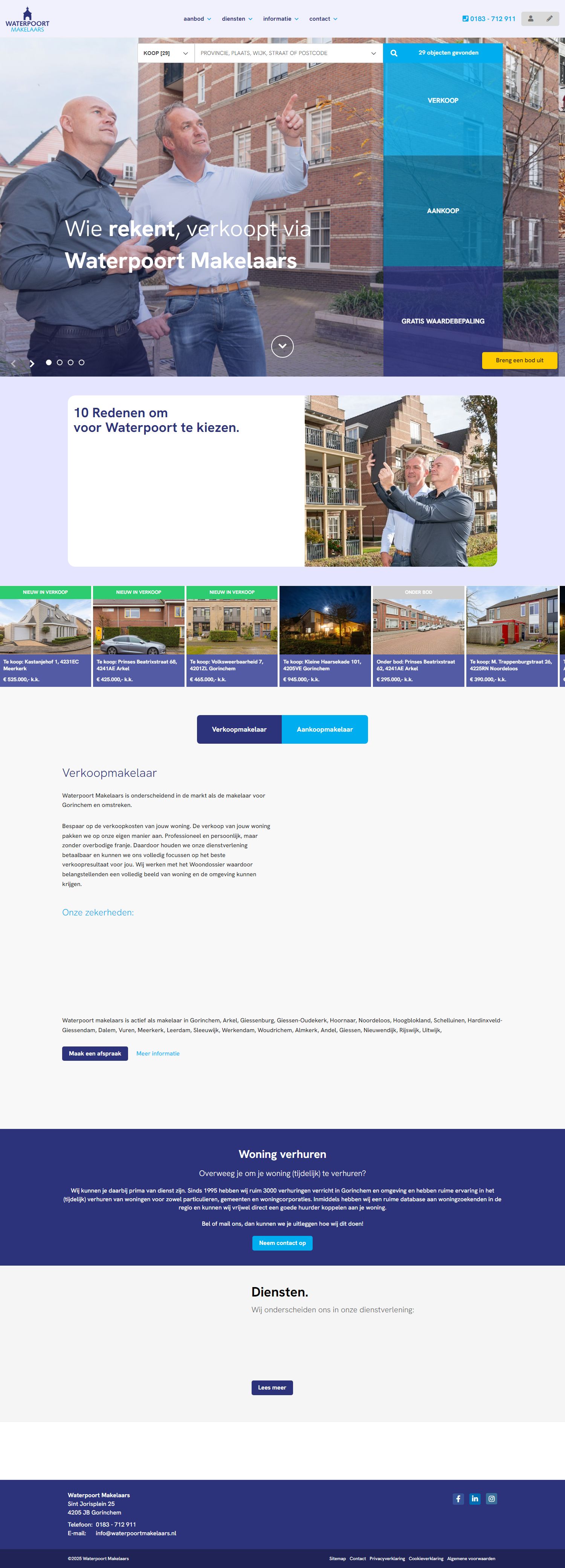 Screenshot van de website van www.waterpoortmakelaars.nl