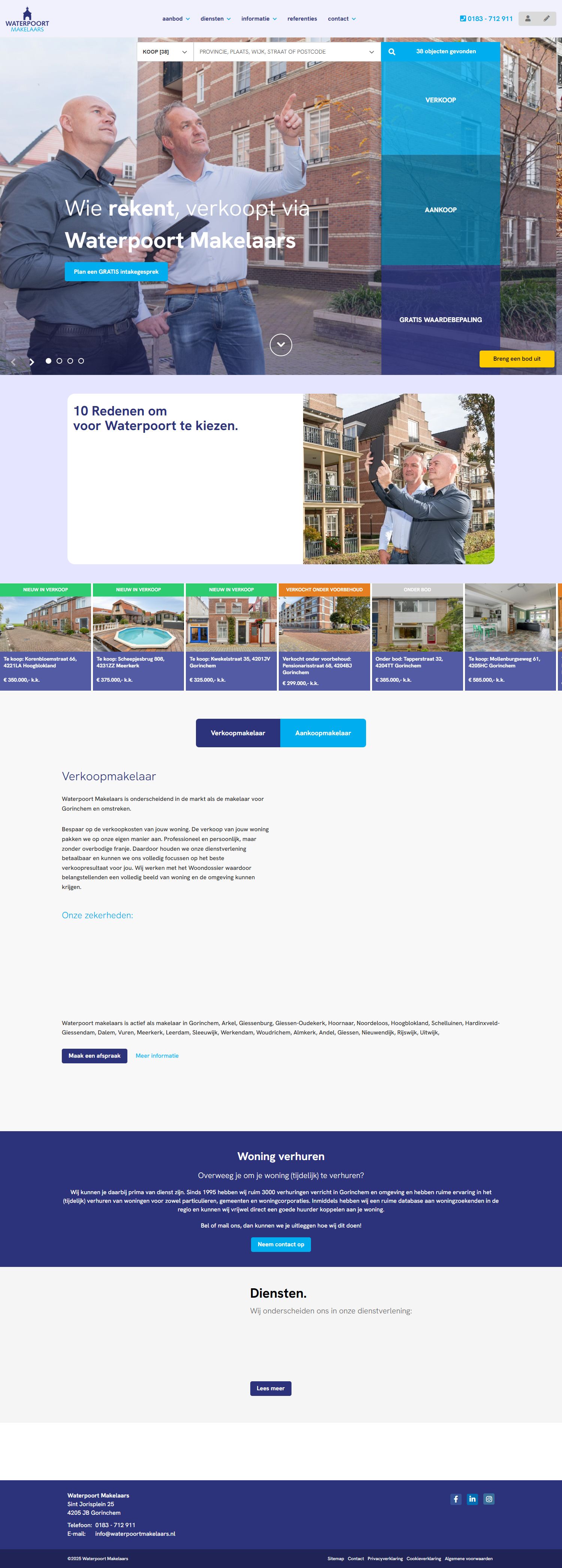 Screenshot van de website van www.waterpoortmakelaars.nl
