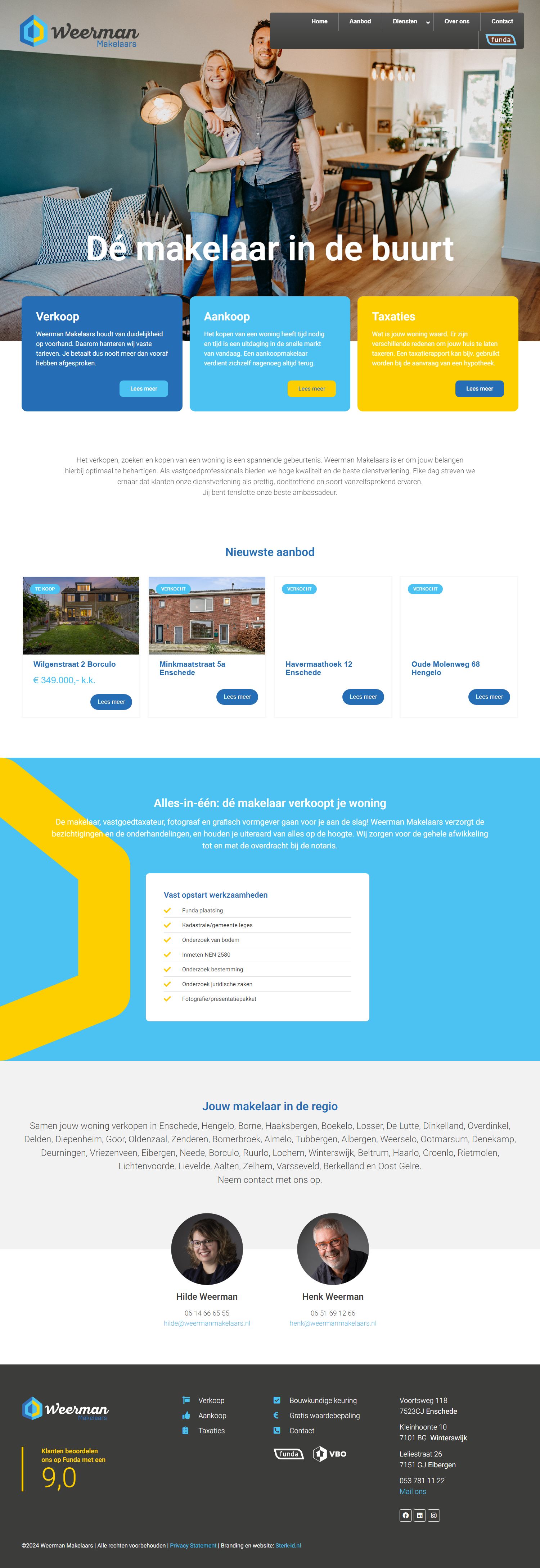 Screenshot van de website van www.weermanmakelaars.nl
