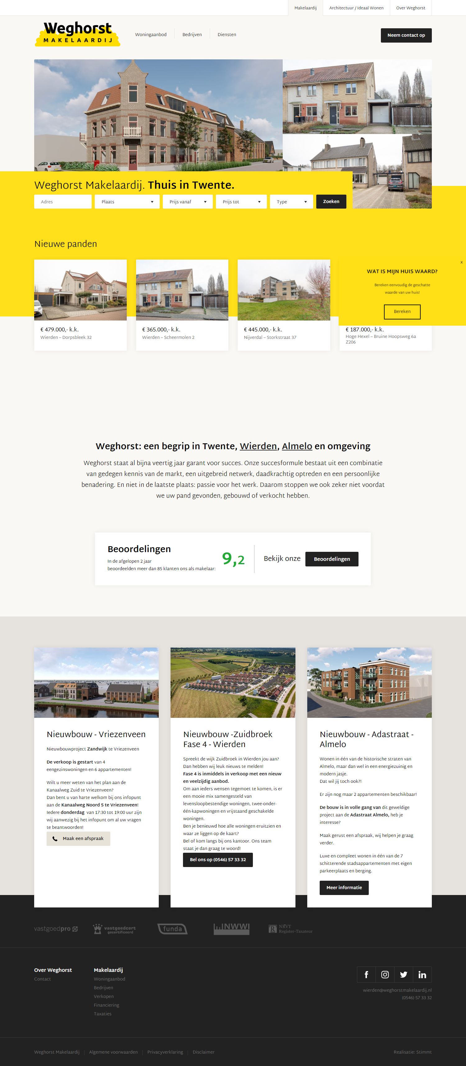 Screenshot van de website van www.weghorstmakelaardij.nl