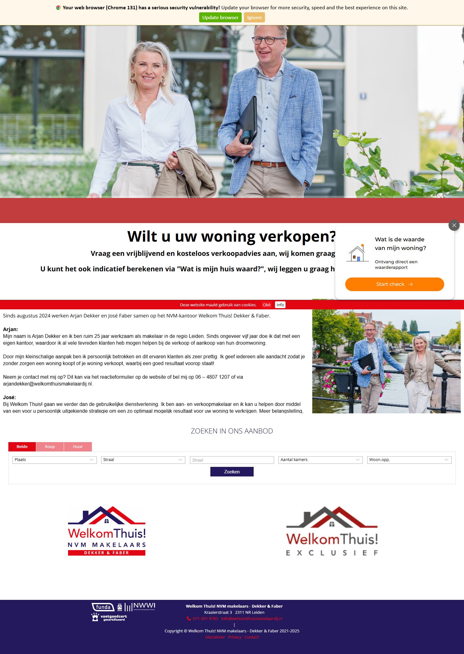 Screenshot of the website of www.welkomthuismakelaardij.nl