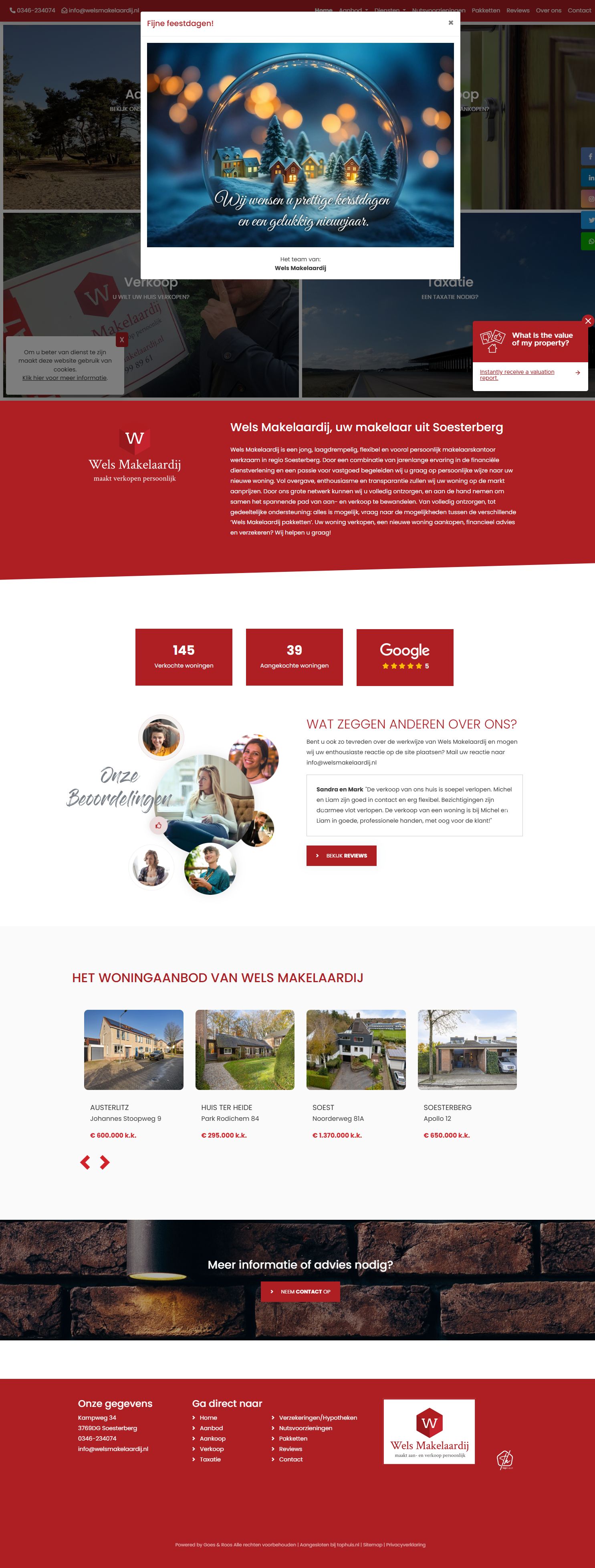 Screenshot van de website van www.welsmakelaardij.nl