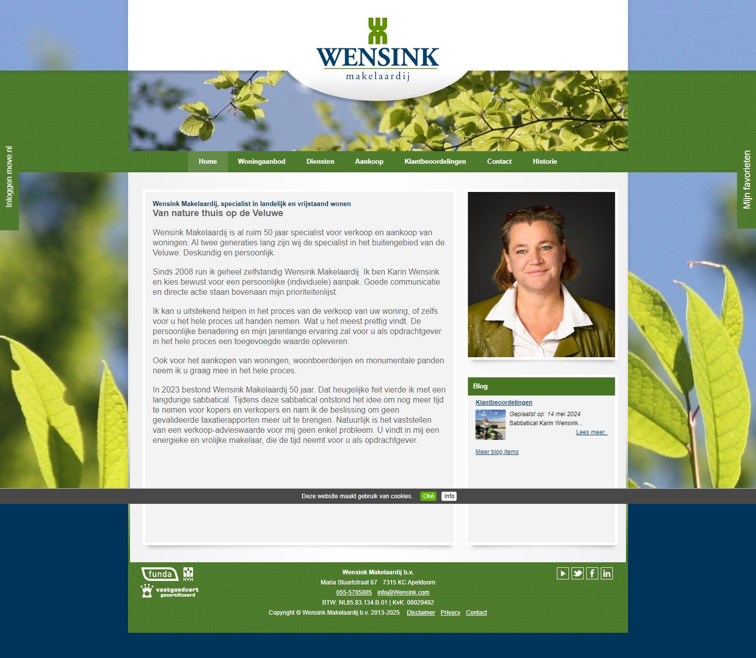 Screenshot van de website van www.wensink.com