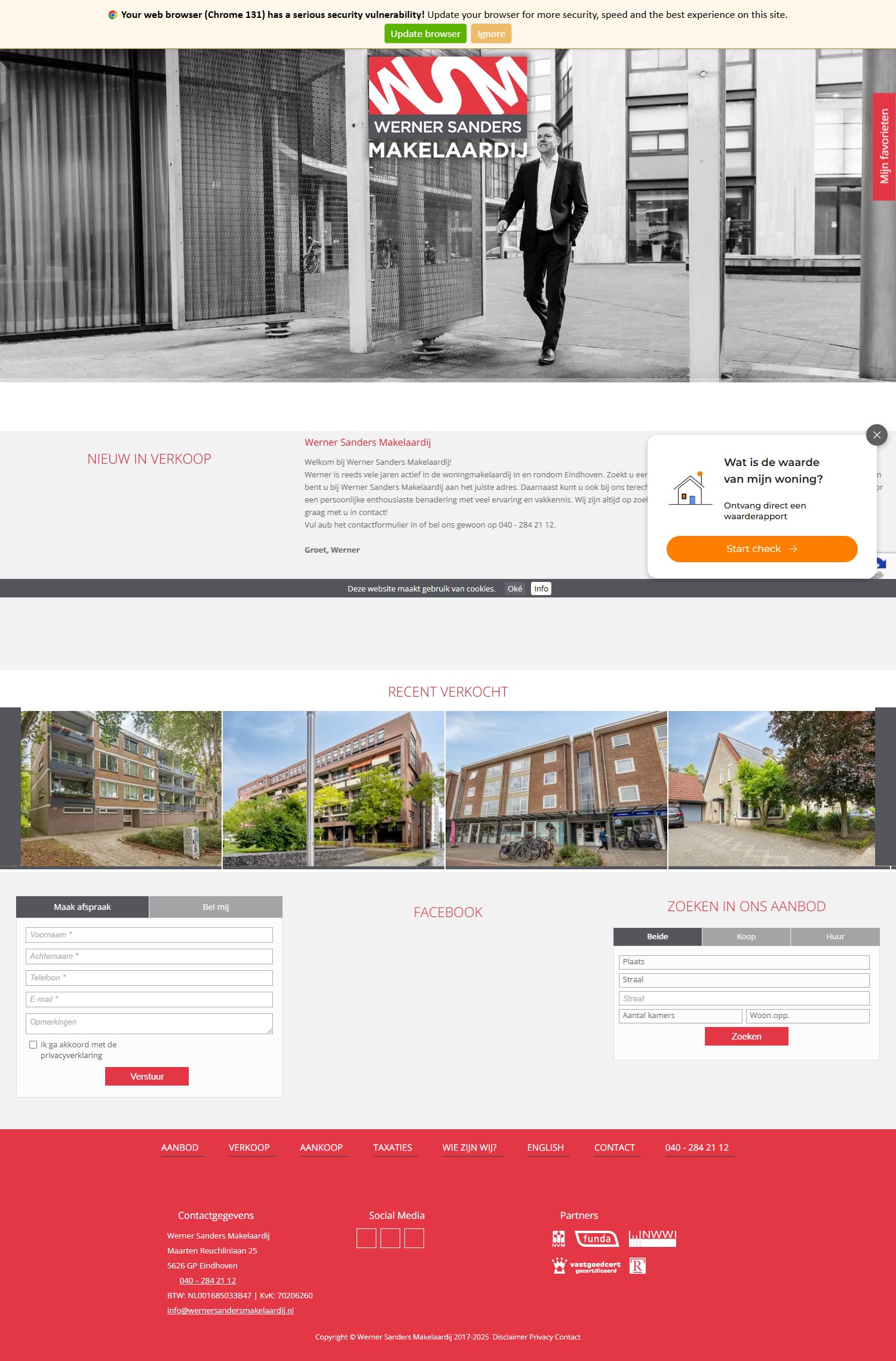 Capture d'écran du site web de www.wernersandersmakelaardij.nl