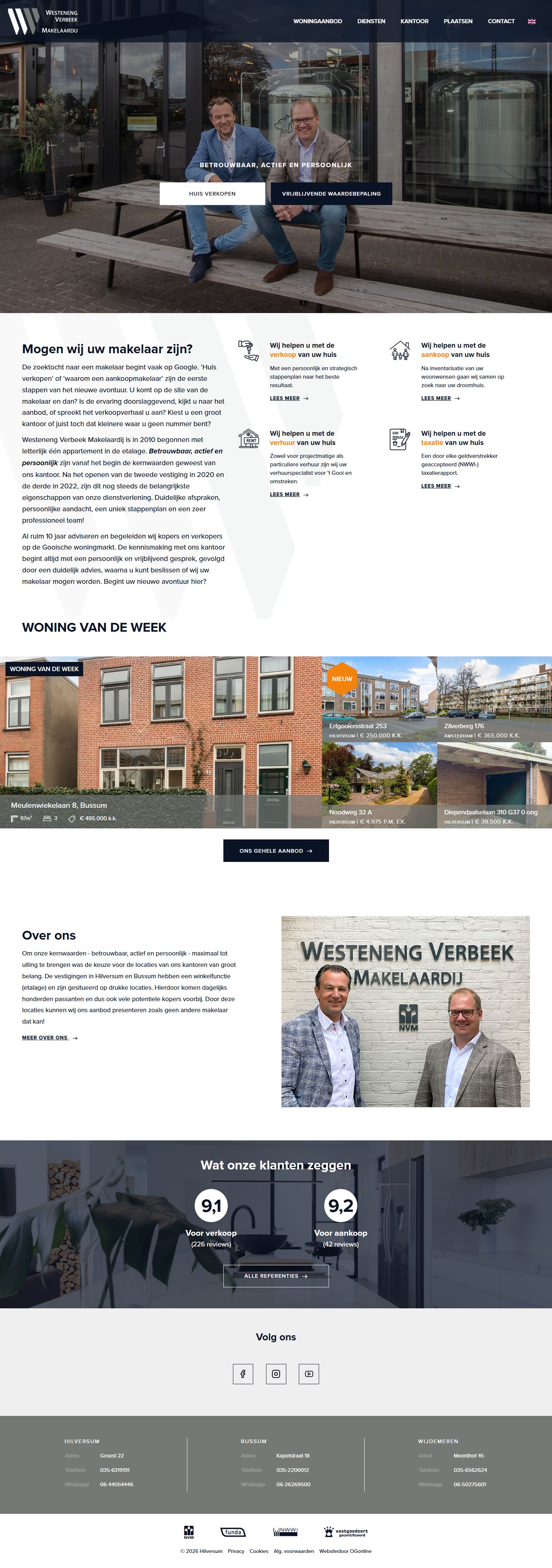 Screenshot van de website van www.wvmakelaardij.nl