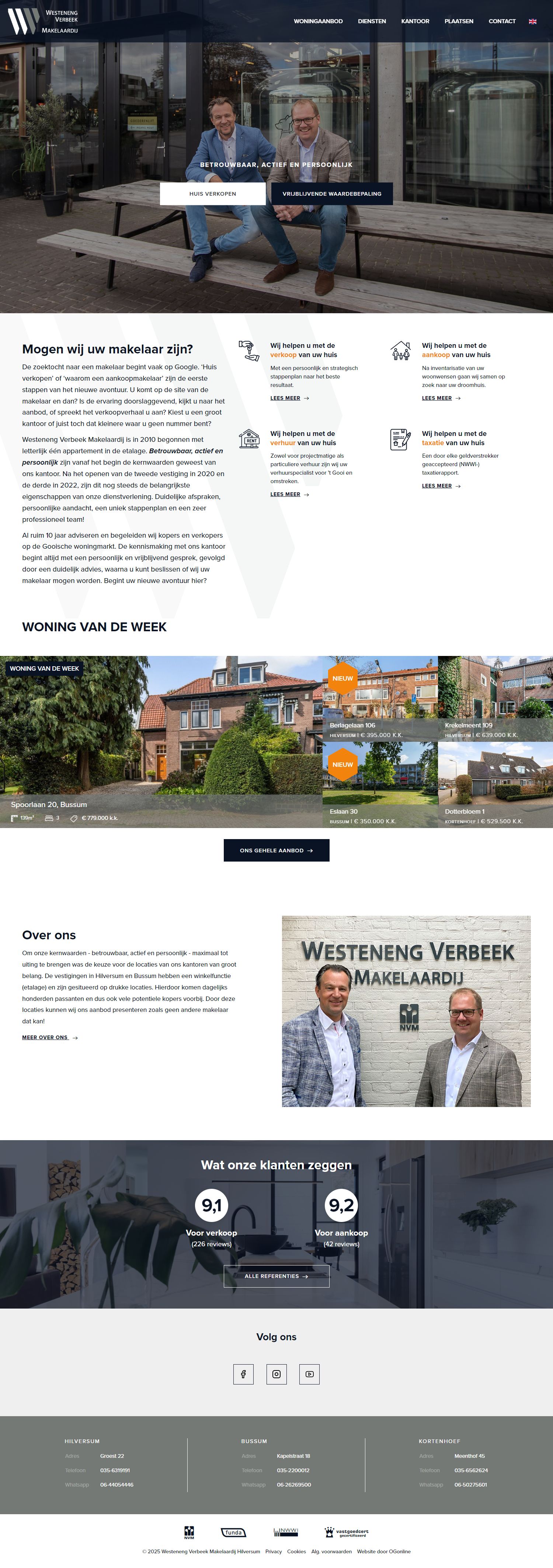 Screenshot van de website van www.wvmakelaardij.nl