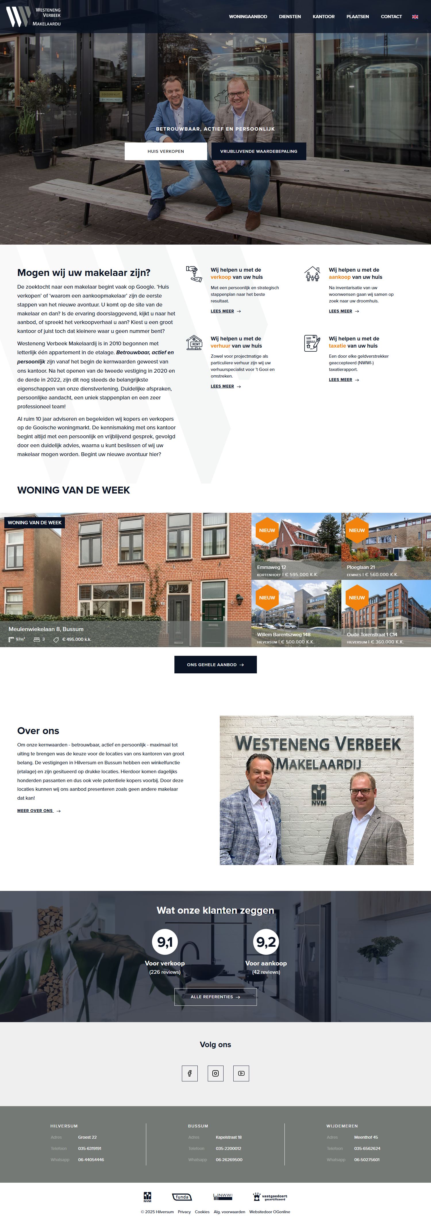 Screenshot of the website of www.wvmakelaardij.nl