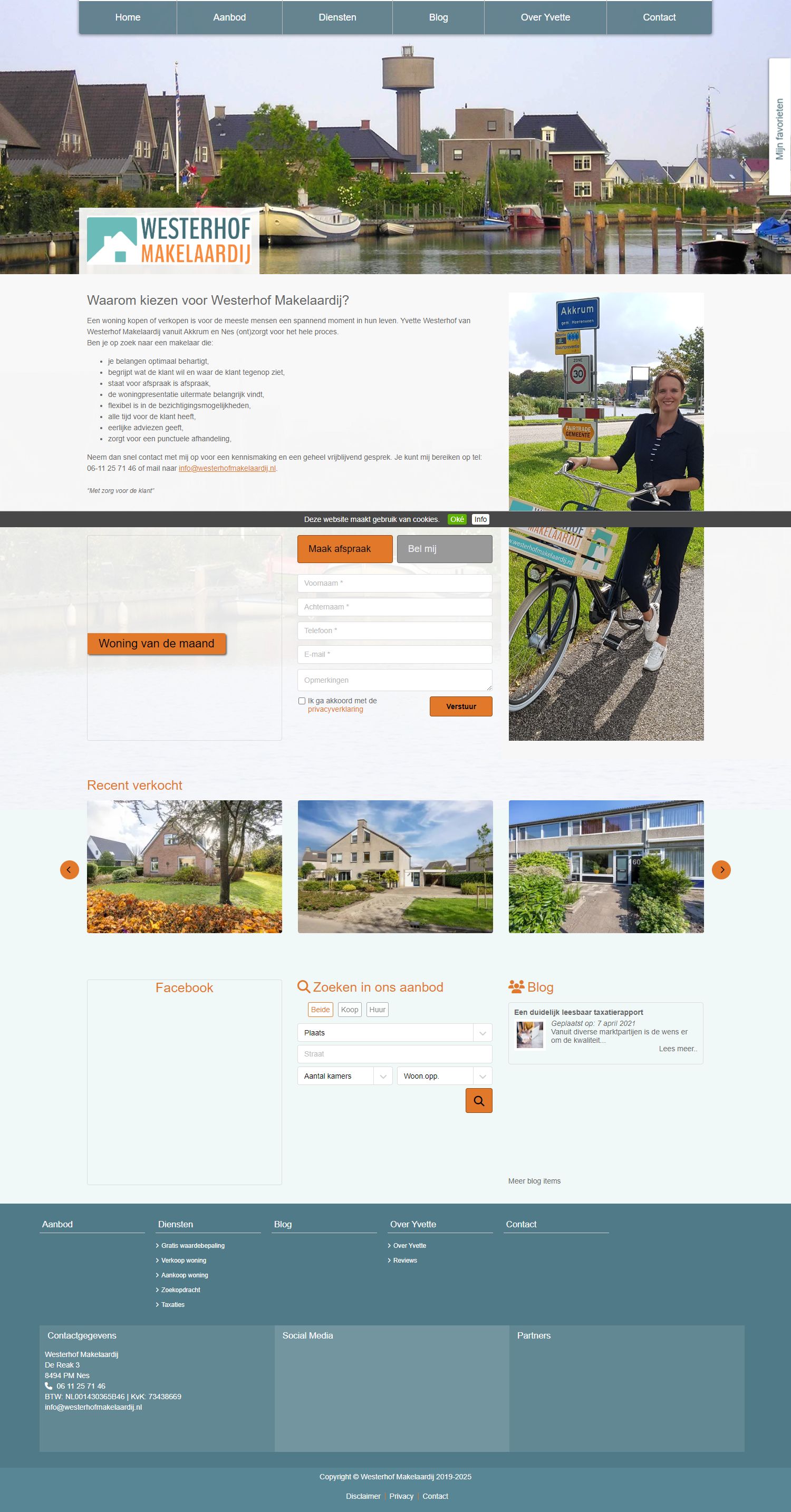 Screenshot van de website van www.westerhofmakelaardij.nl