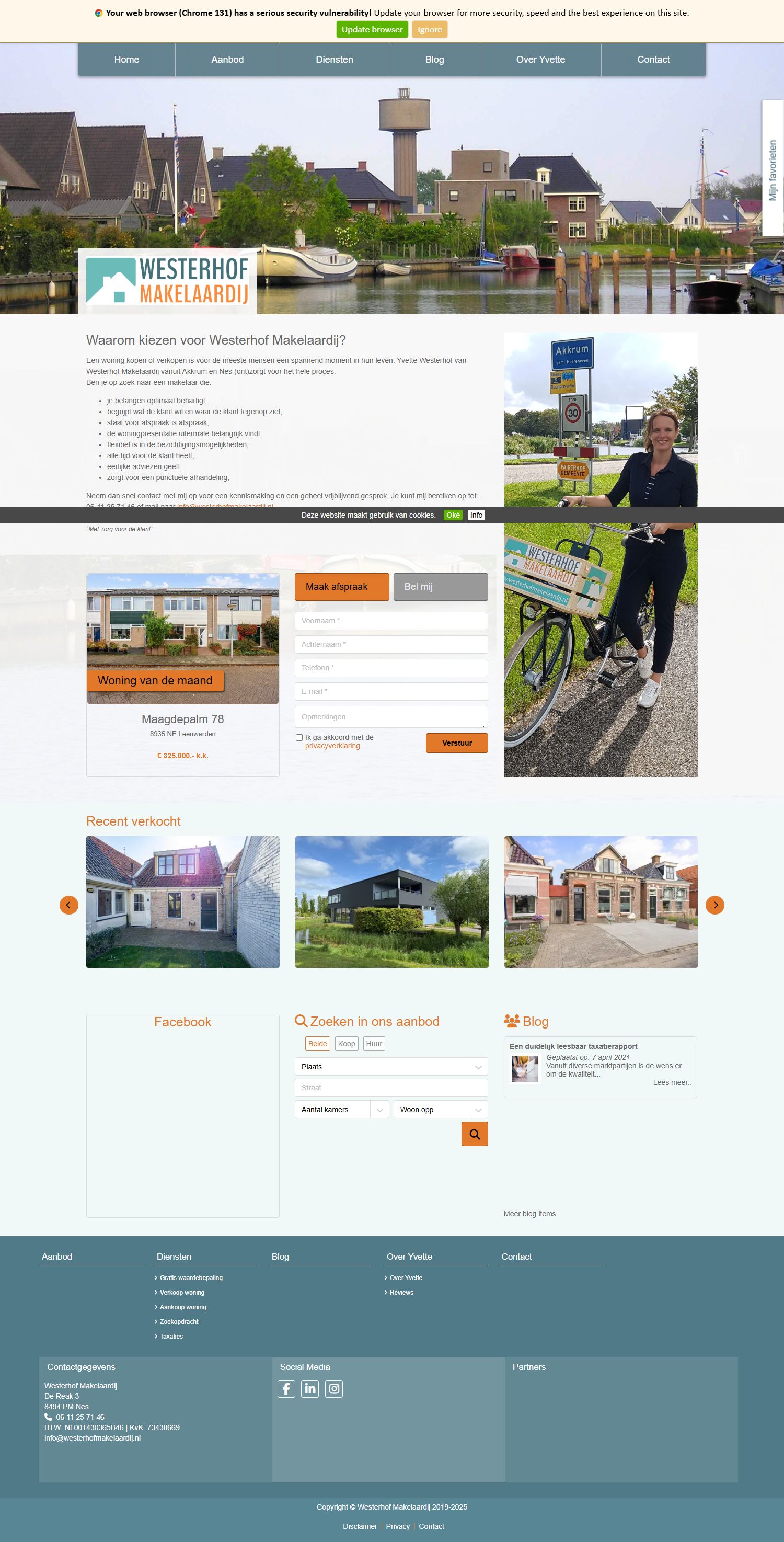 Capture d'écran du site web de www.westerhofmakelaardij.nl