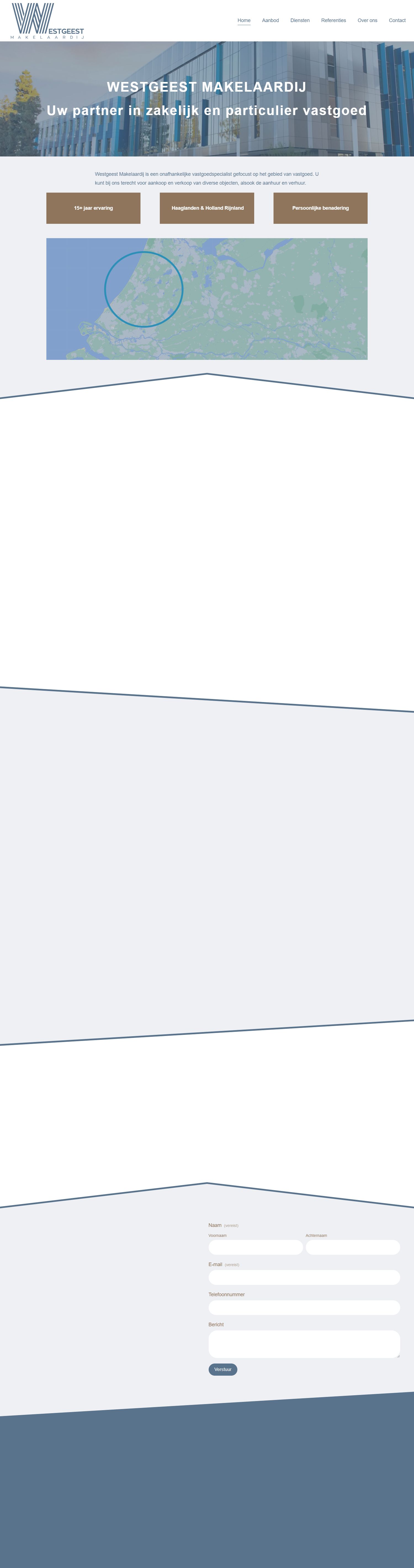 Screenshot van de website van www.westgeest-makelaardij.nl