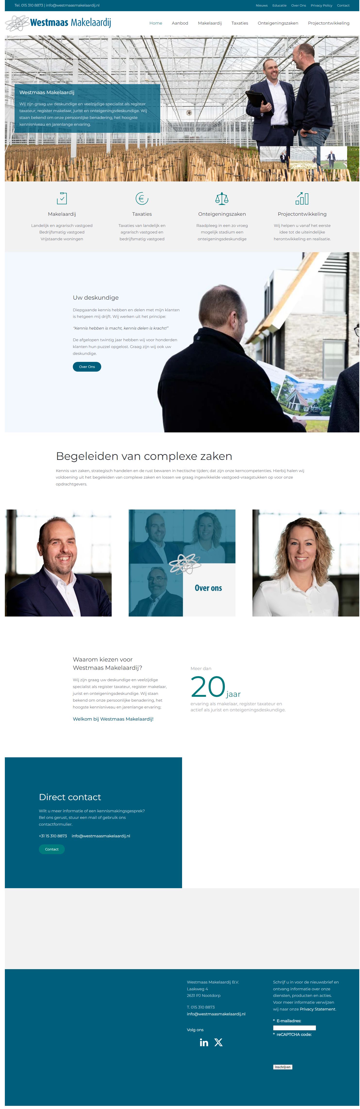 Screenshot van de website van www.westmaasmakelaardij.nl