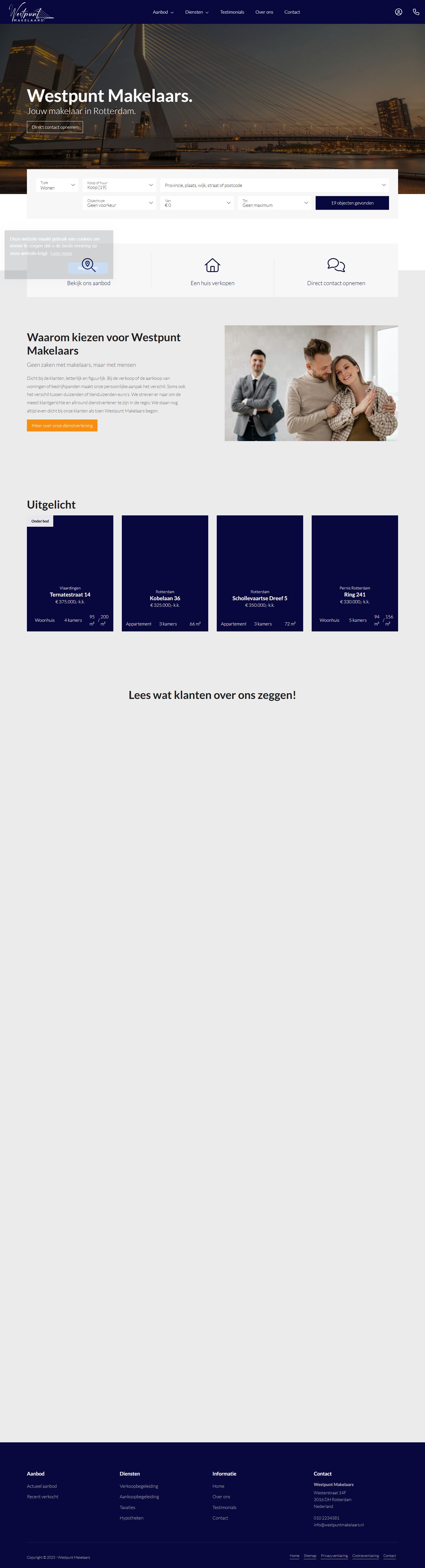 Screenshot van de website van www.westpuntmakelaars.nl