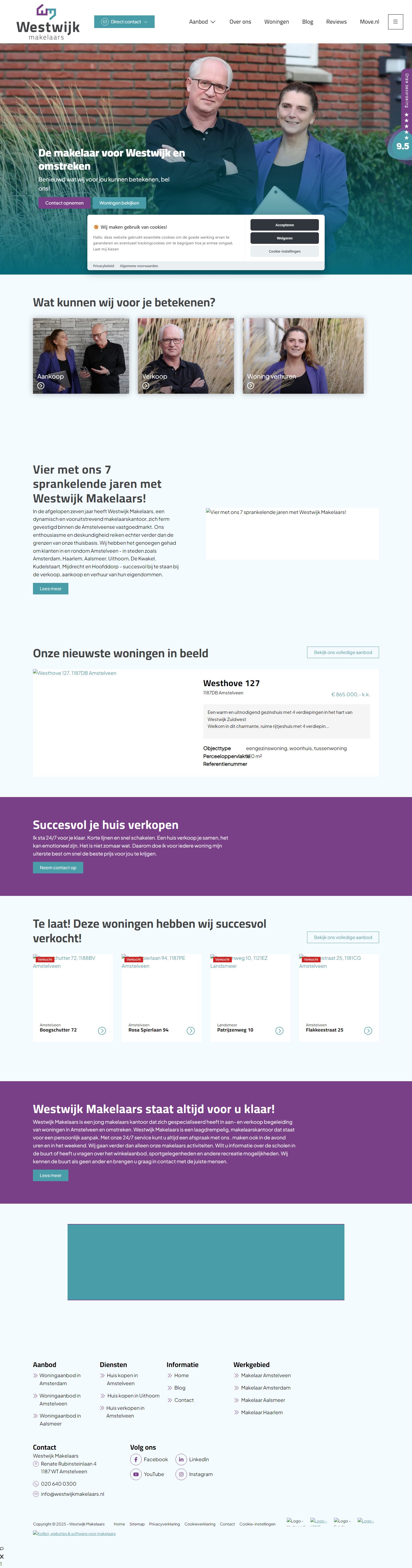 Screenshot van de website van www.westwijkmakelaars.nl