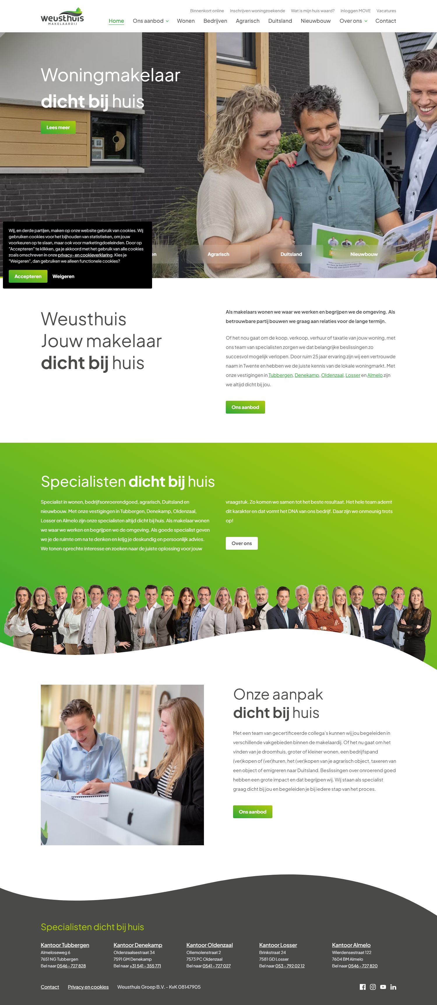 Screenshot van de website van www.weusthuismakelaardij.nl