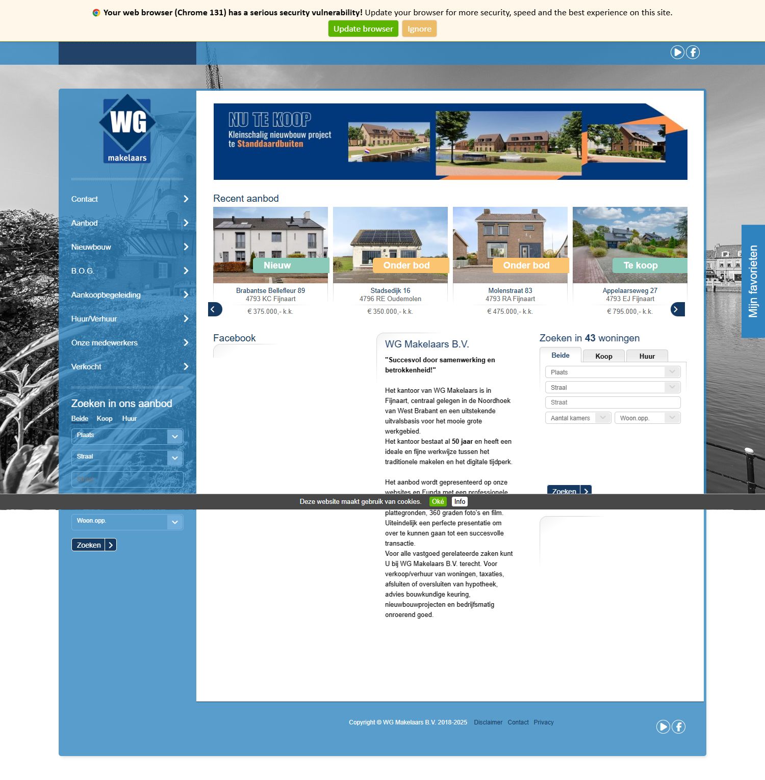 Screenshot van de website van www.wgmakelaars.nl