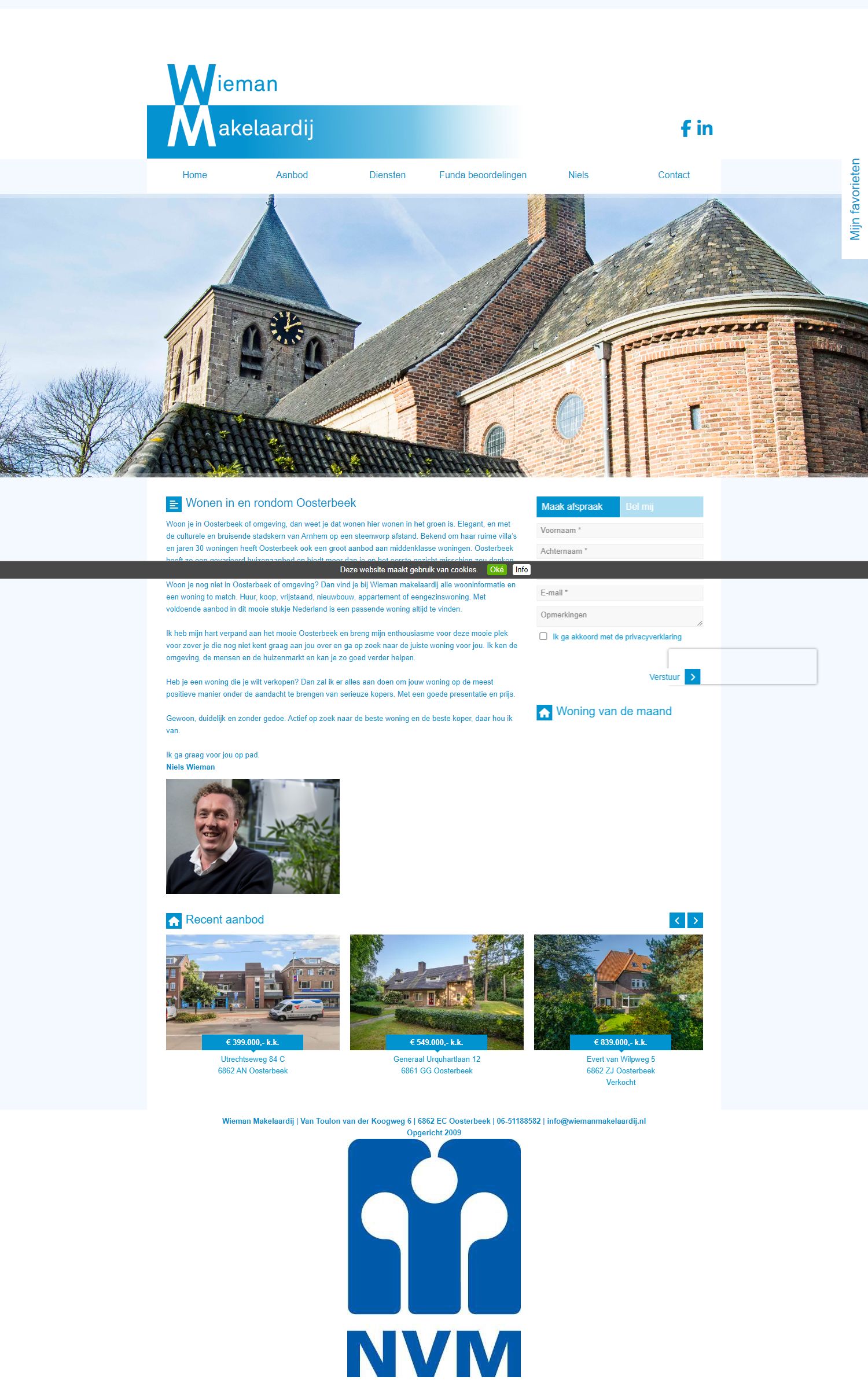 Screenshot van de website van www.wiemanmakelaardij.nl