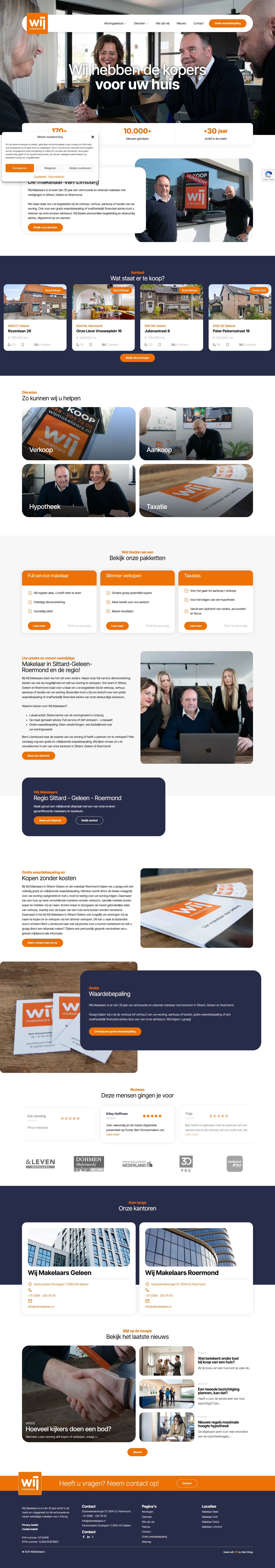Screenshot of the website of www.wijmakelaars.nl
