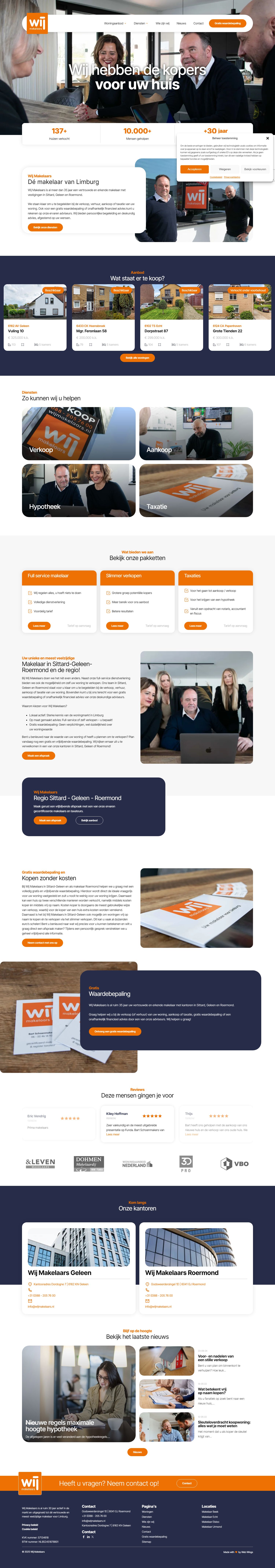 Screenshot van de website van www.wijmakelaars.nl