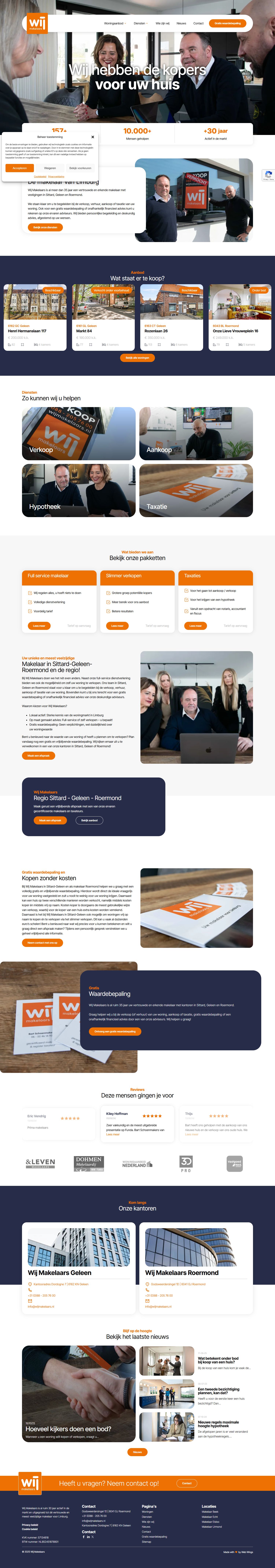 Screenshot of the website of www.wijmakelaars.nl