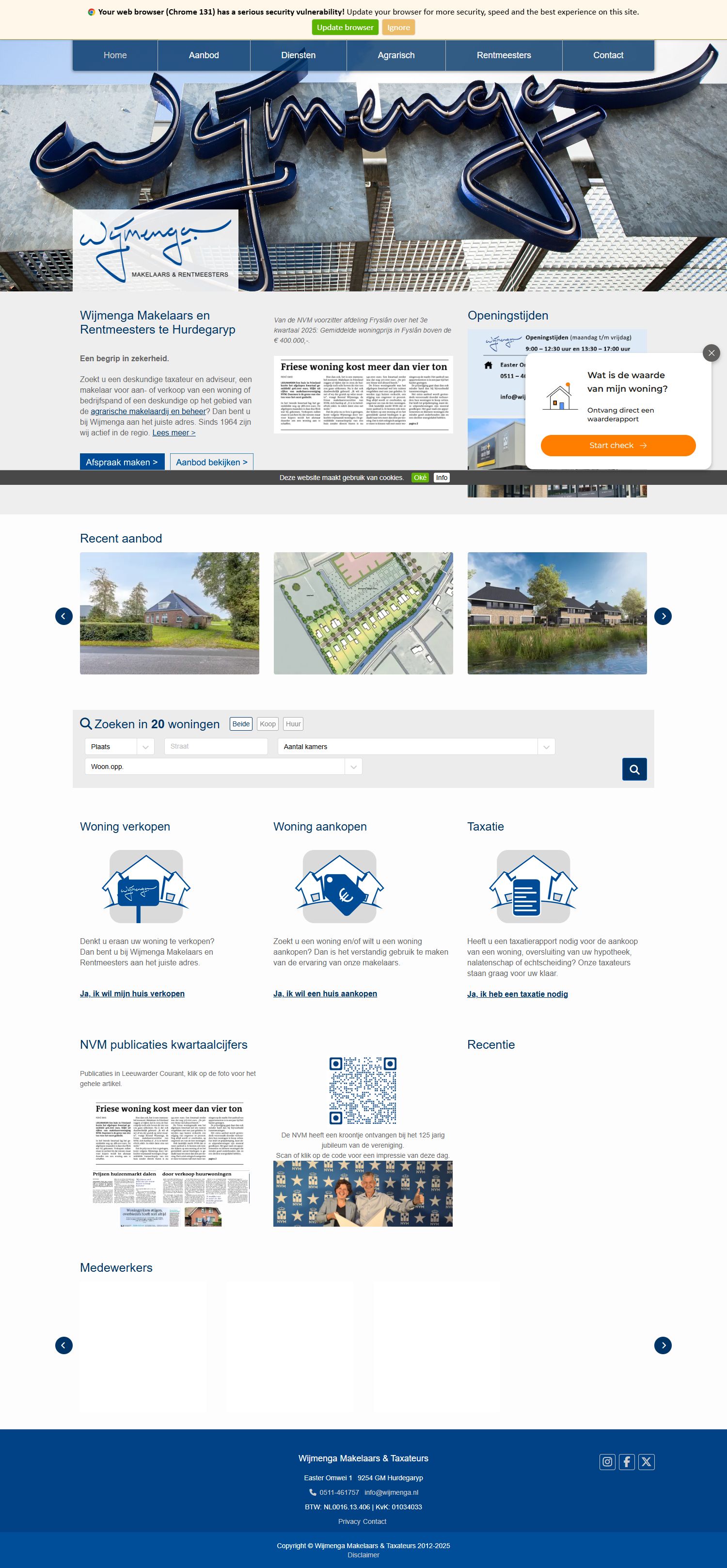 Screenshot van de website van www.wijmenga.nl