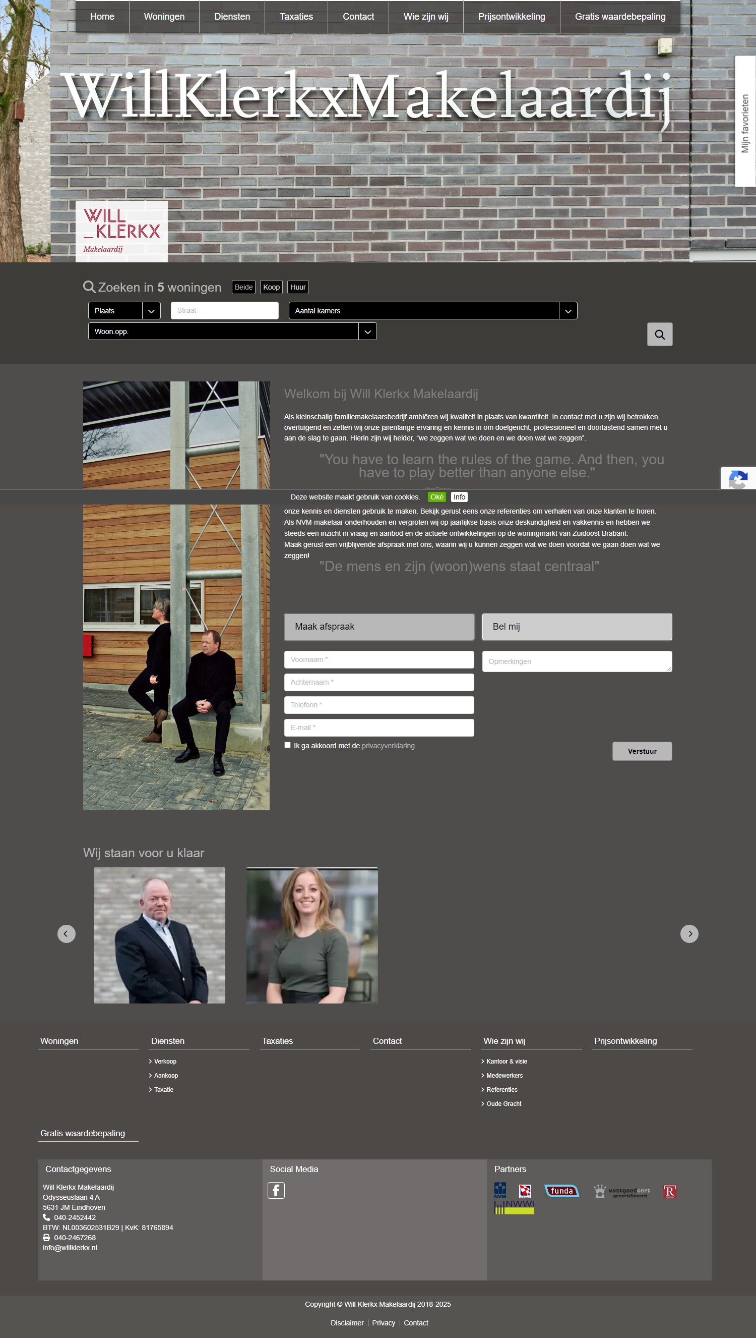 Screenshot van de website van www.willklerkx.nl