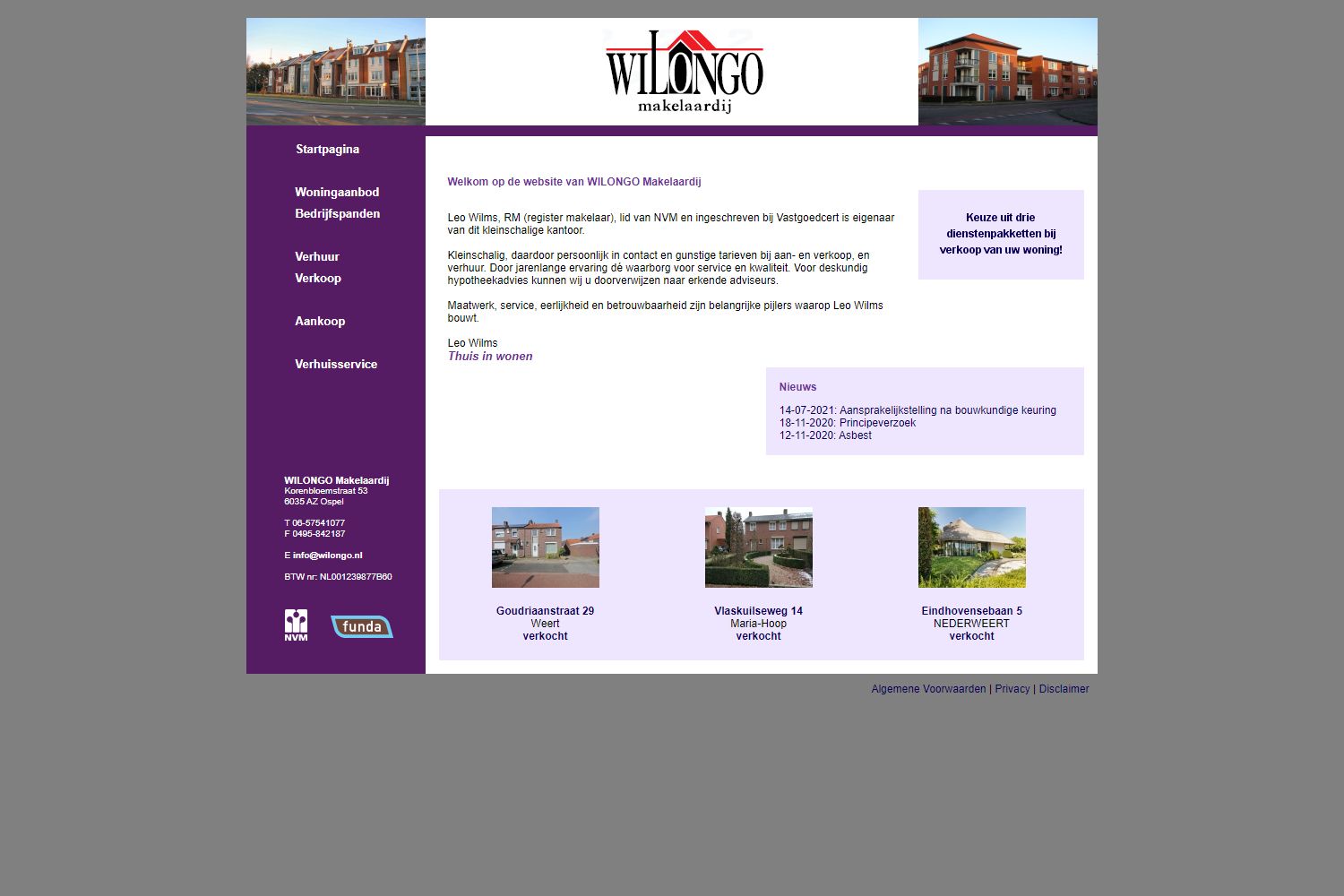 Screenshot van de website van www.wilongo.nl