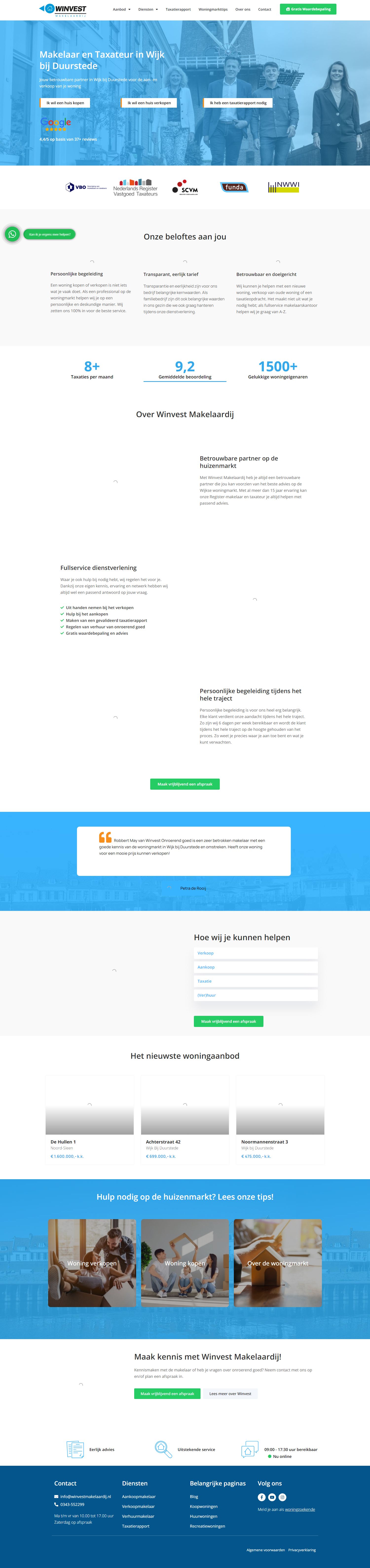 Screenshot van de website van www.winvestmakelaardij.nl