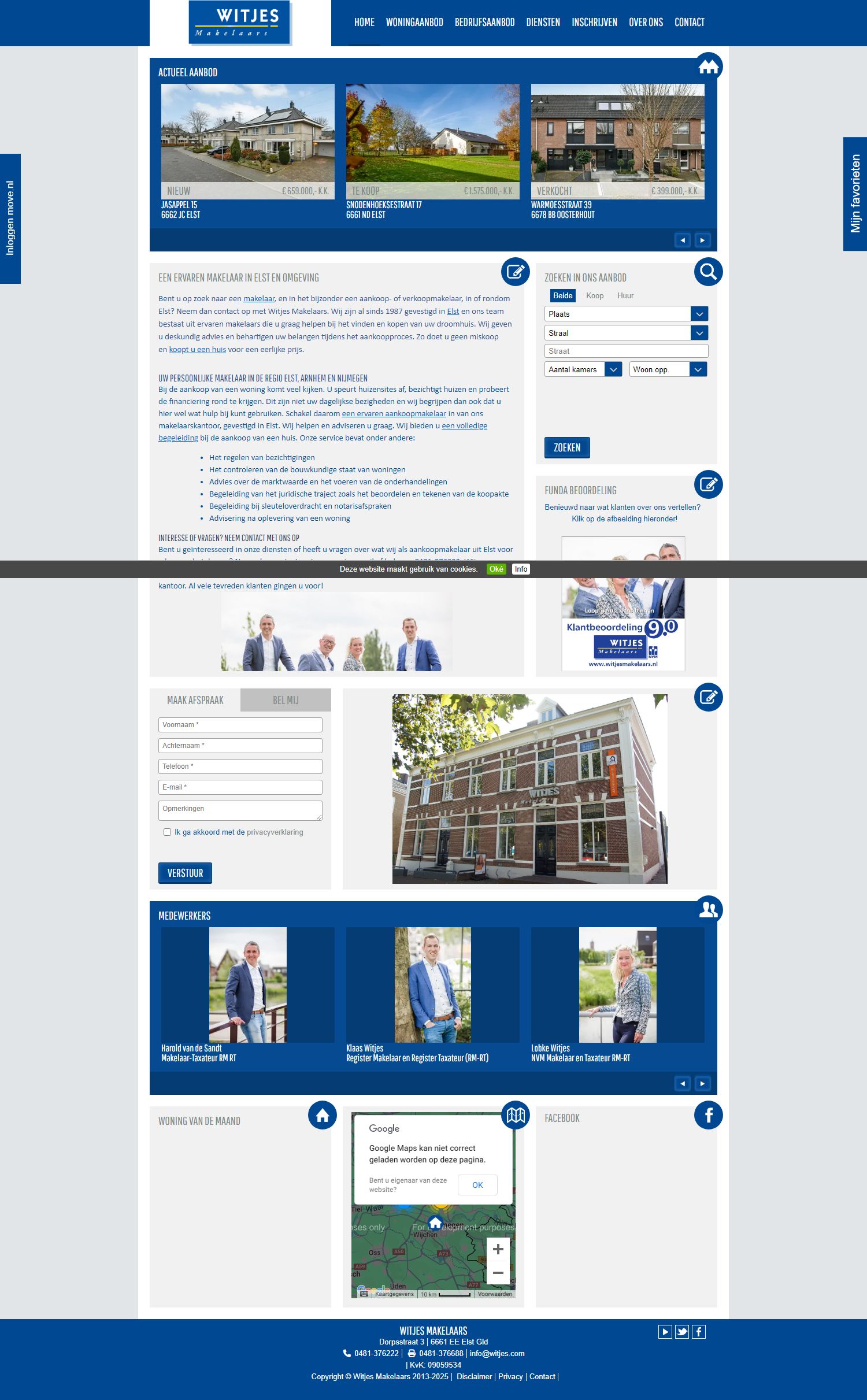 Screenshot van de website van www.witjesmakelaars.nl