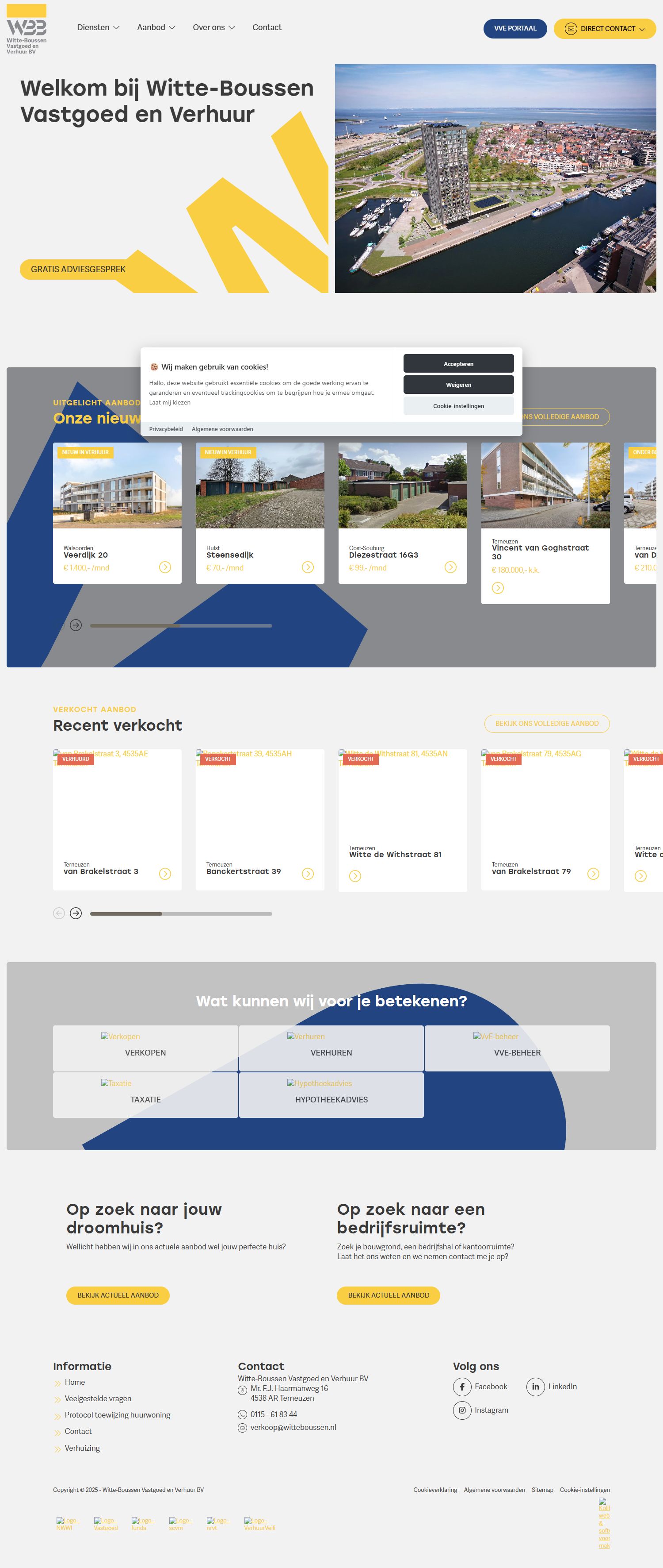Screenshot of the website of www.witteboussenvastgoed.nl