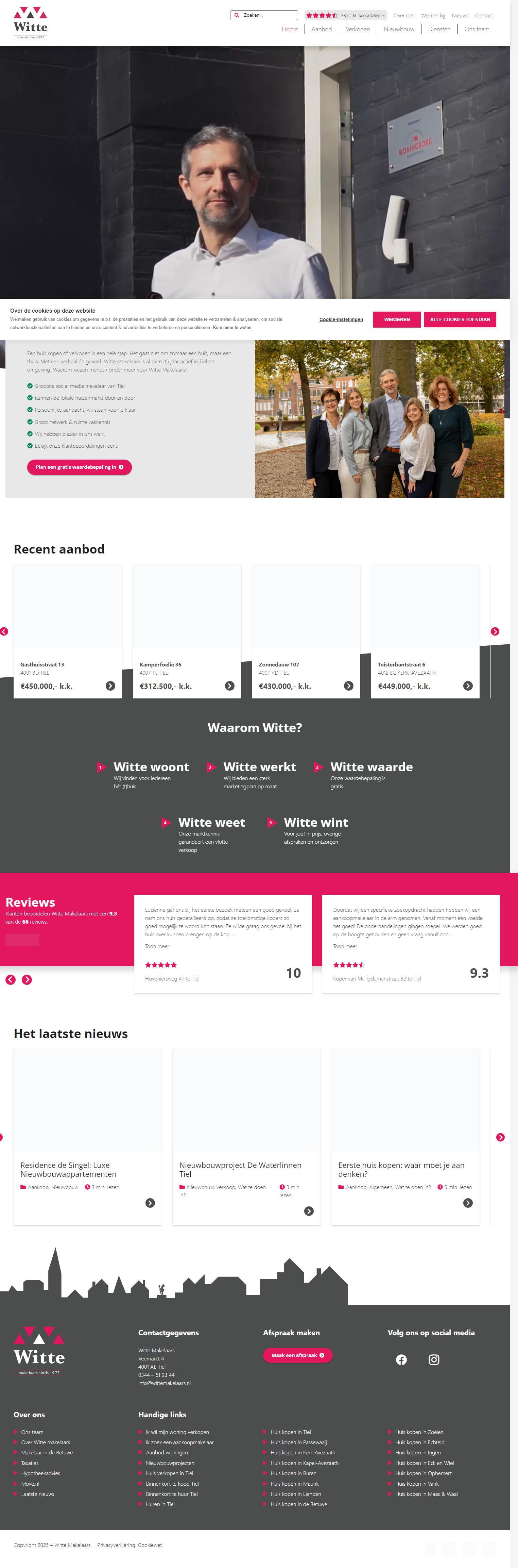 Screenshot van de website van www.wittemakelaars.nl