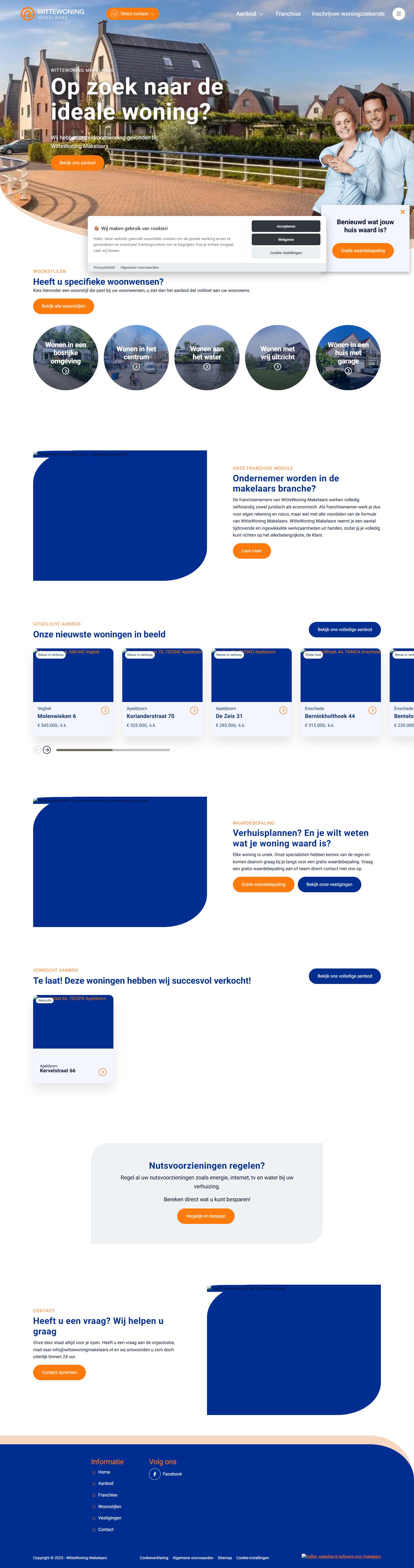 Screenshot of the website of www.wittewoningmakelaars.nl