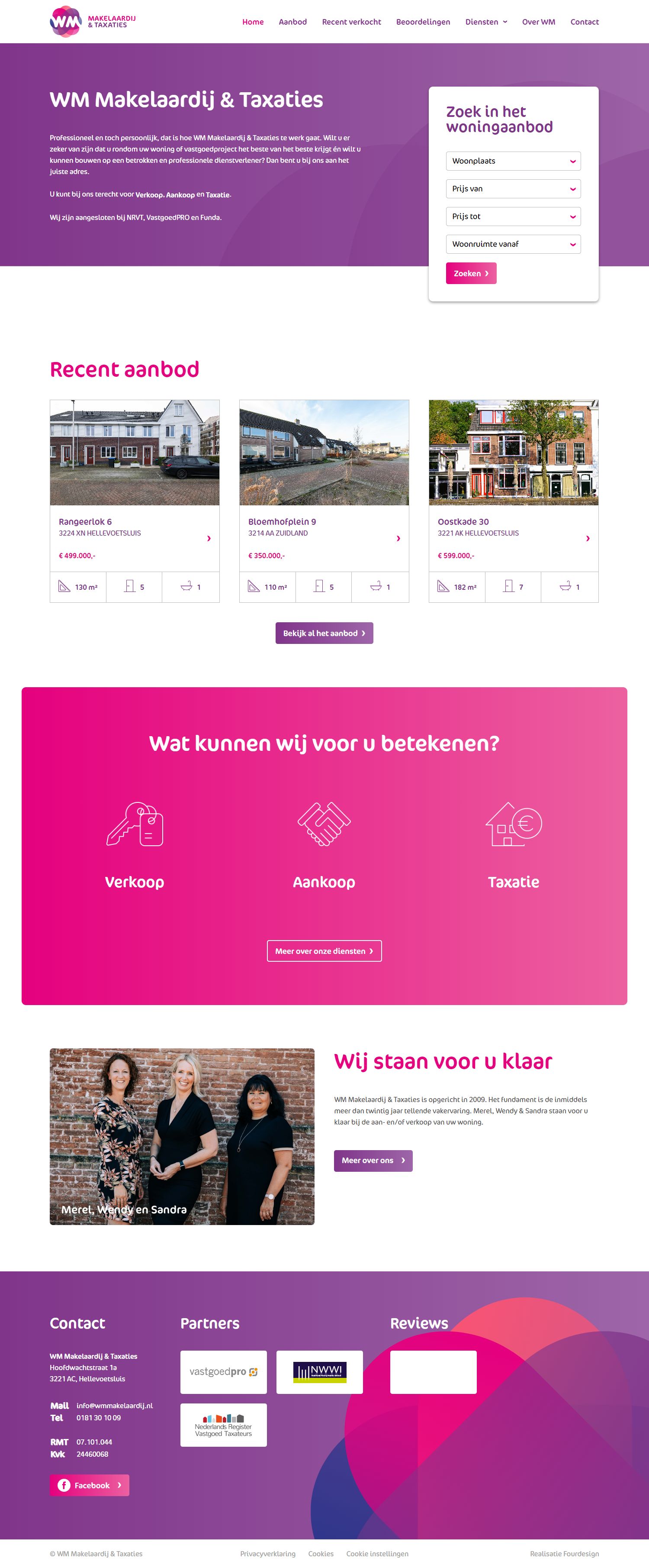 Screenshot van de website van www.wmmakelaardij.nl