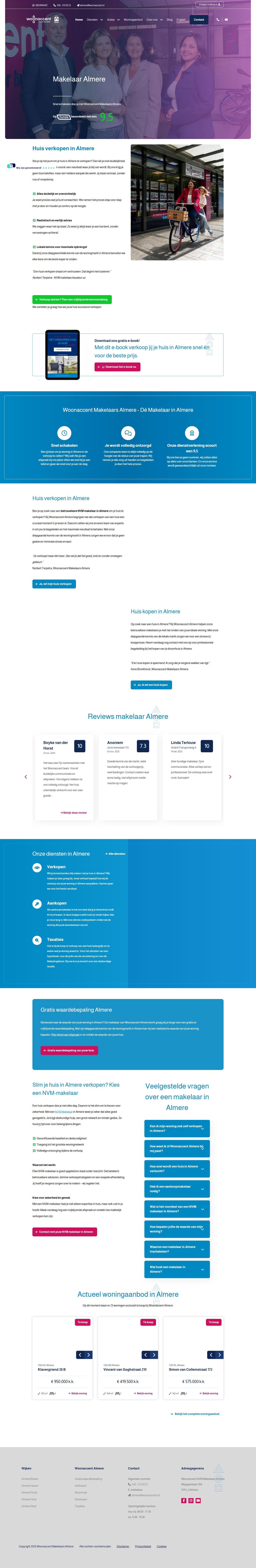 Screenshot of the website of www.woonaccentalmere.nl