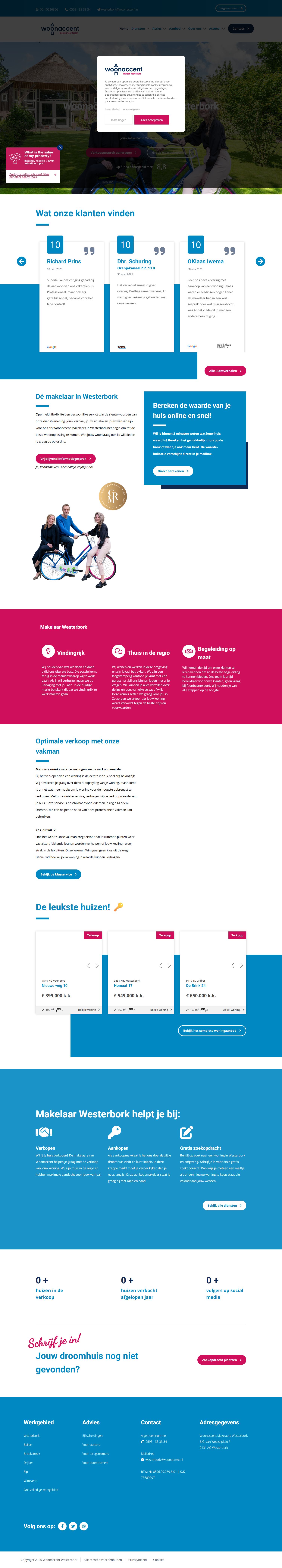 Screenshot of the website of www.woonaccentwesterbork.nl