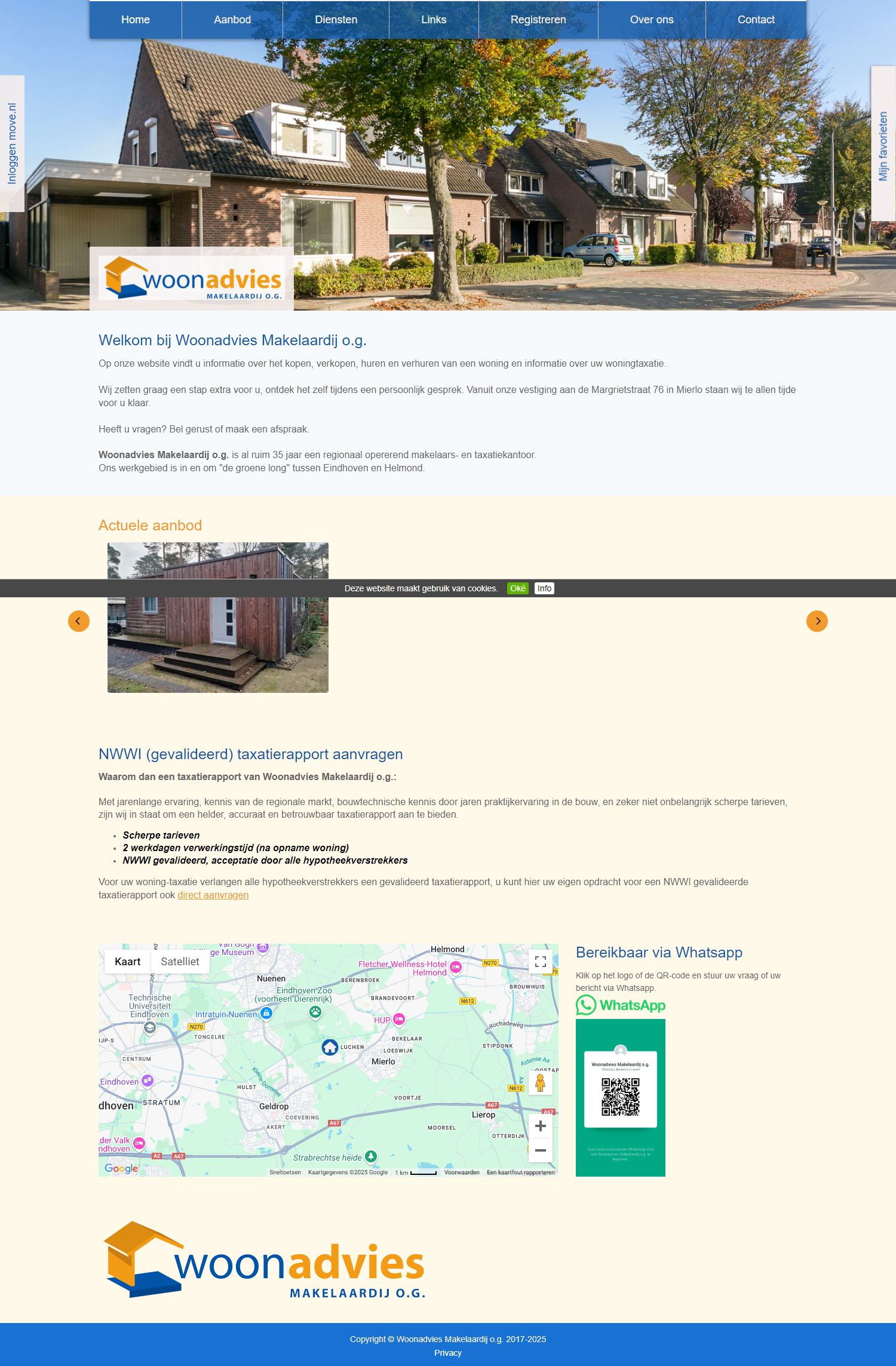 Screenshot van de website van www.woonadviesmakelaardij.nl