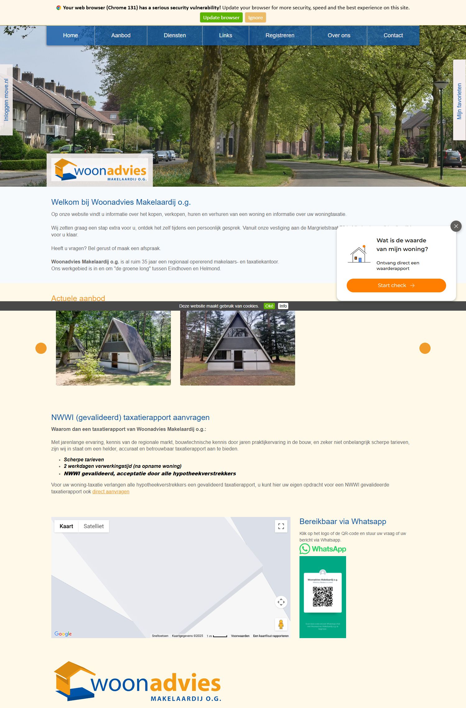 Screenshot of the website of www.woonadviesmakelaardij.nl