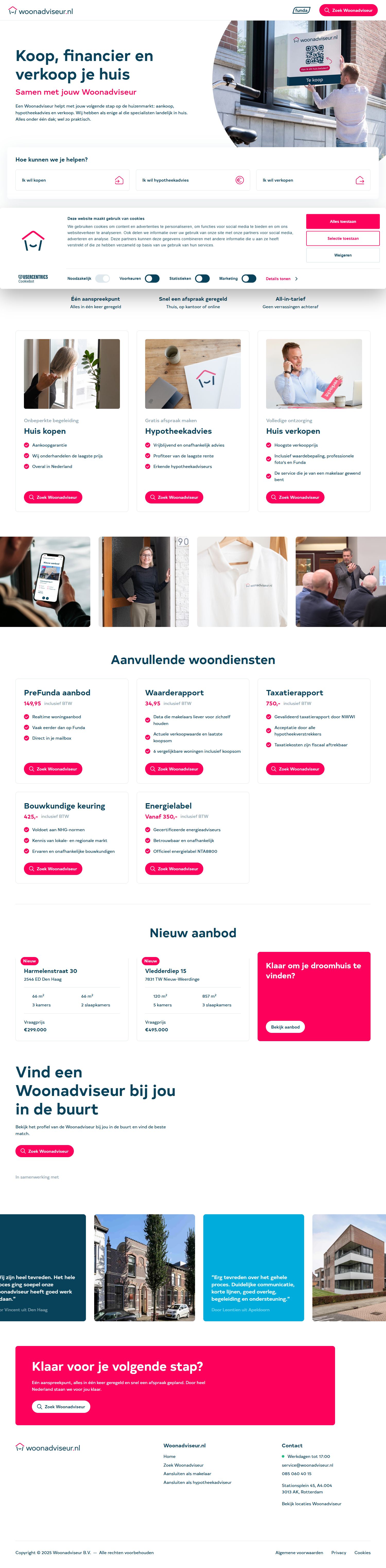Screenshot van de website van woonadviseur.nl