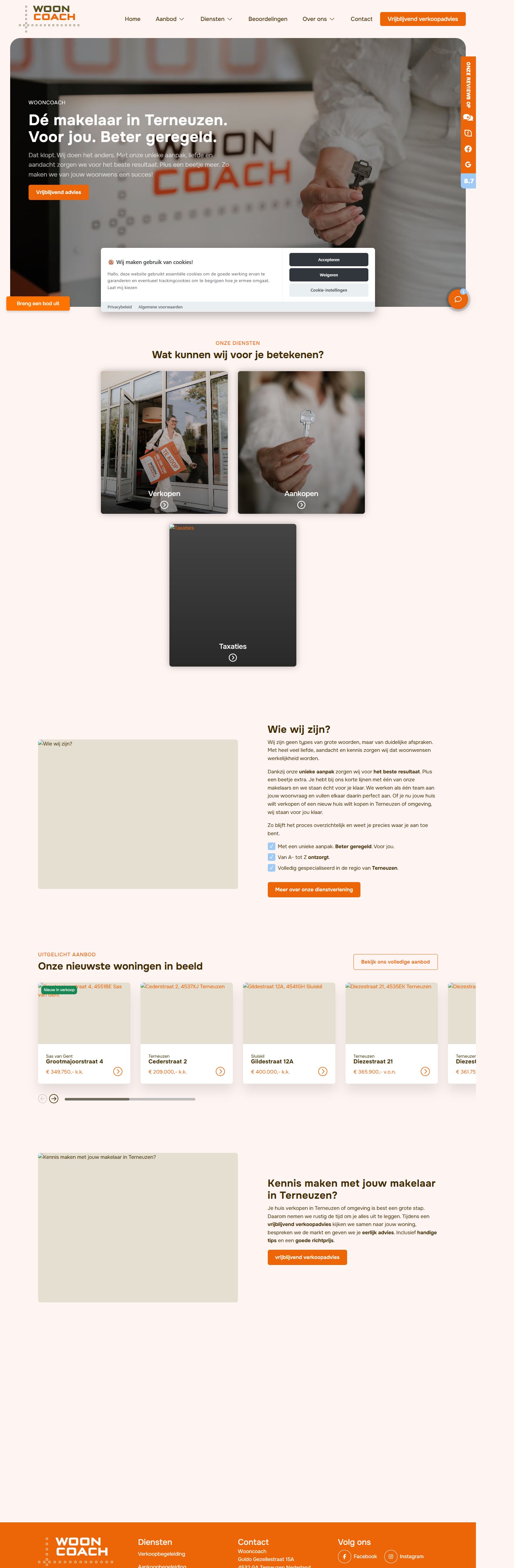 Screenshot of the website of www.wooncoach.nl