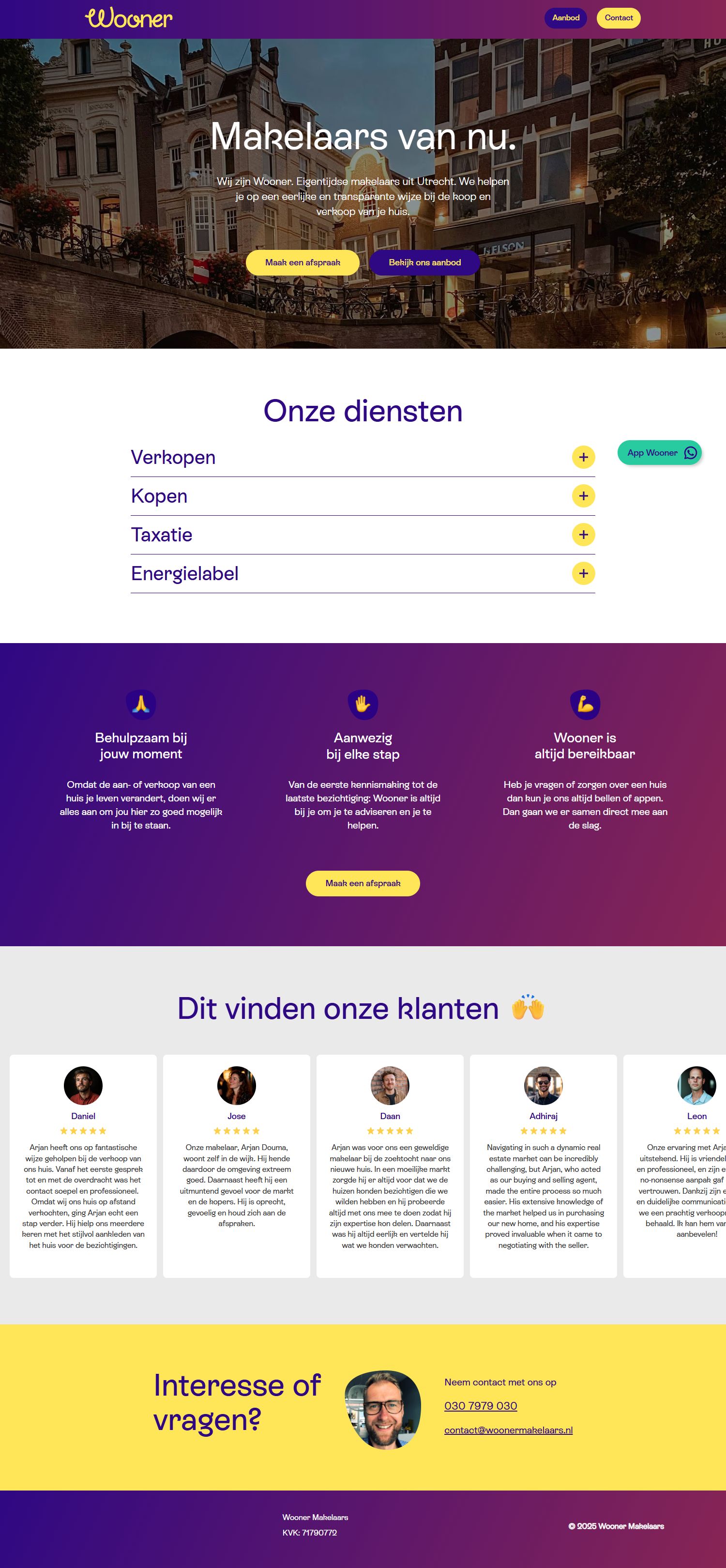 Screenshot of the website of woonermakelaars.nl