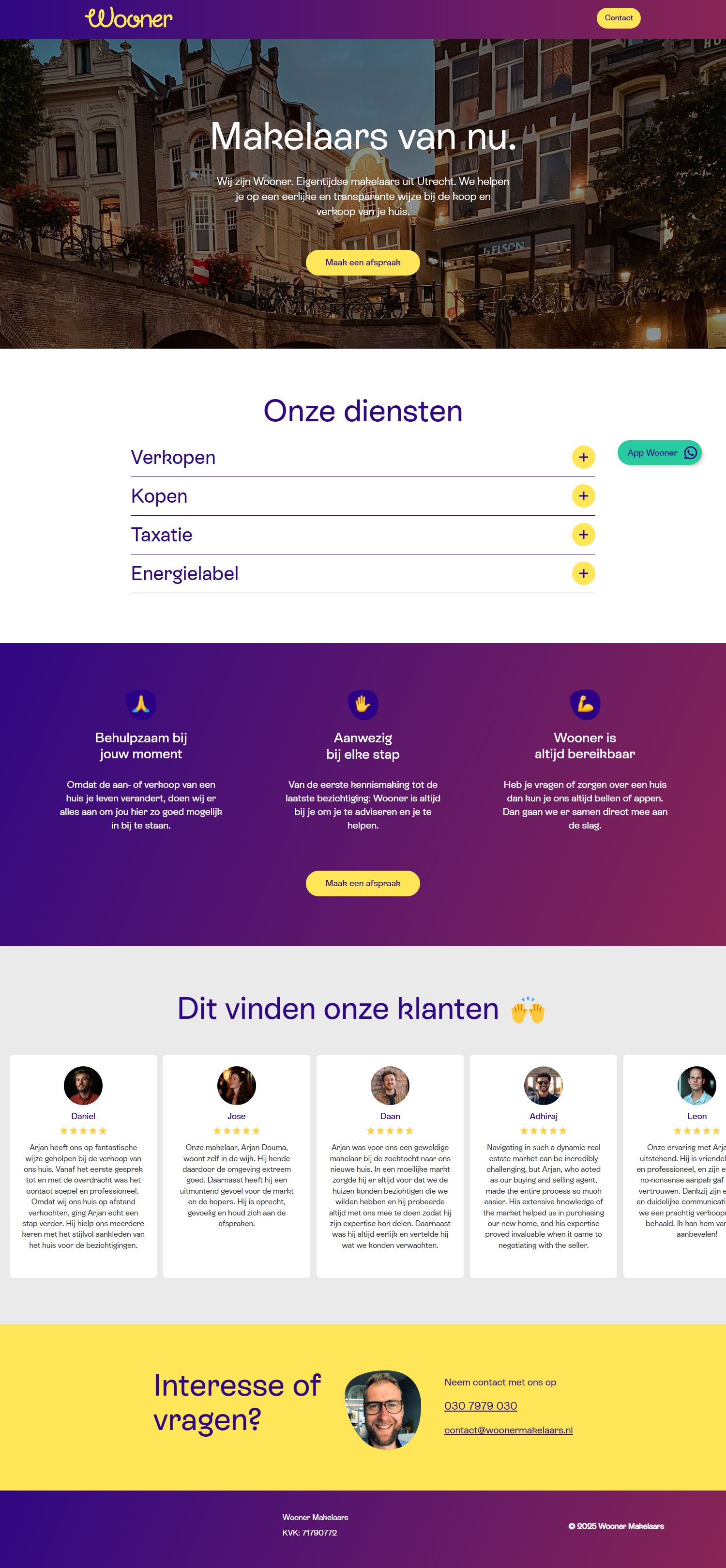 Screenshot van de website van woonermakelaars.nl