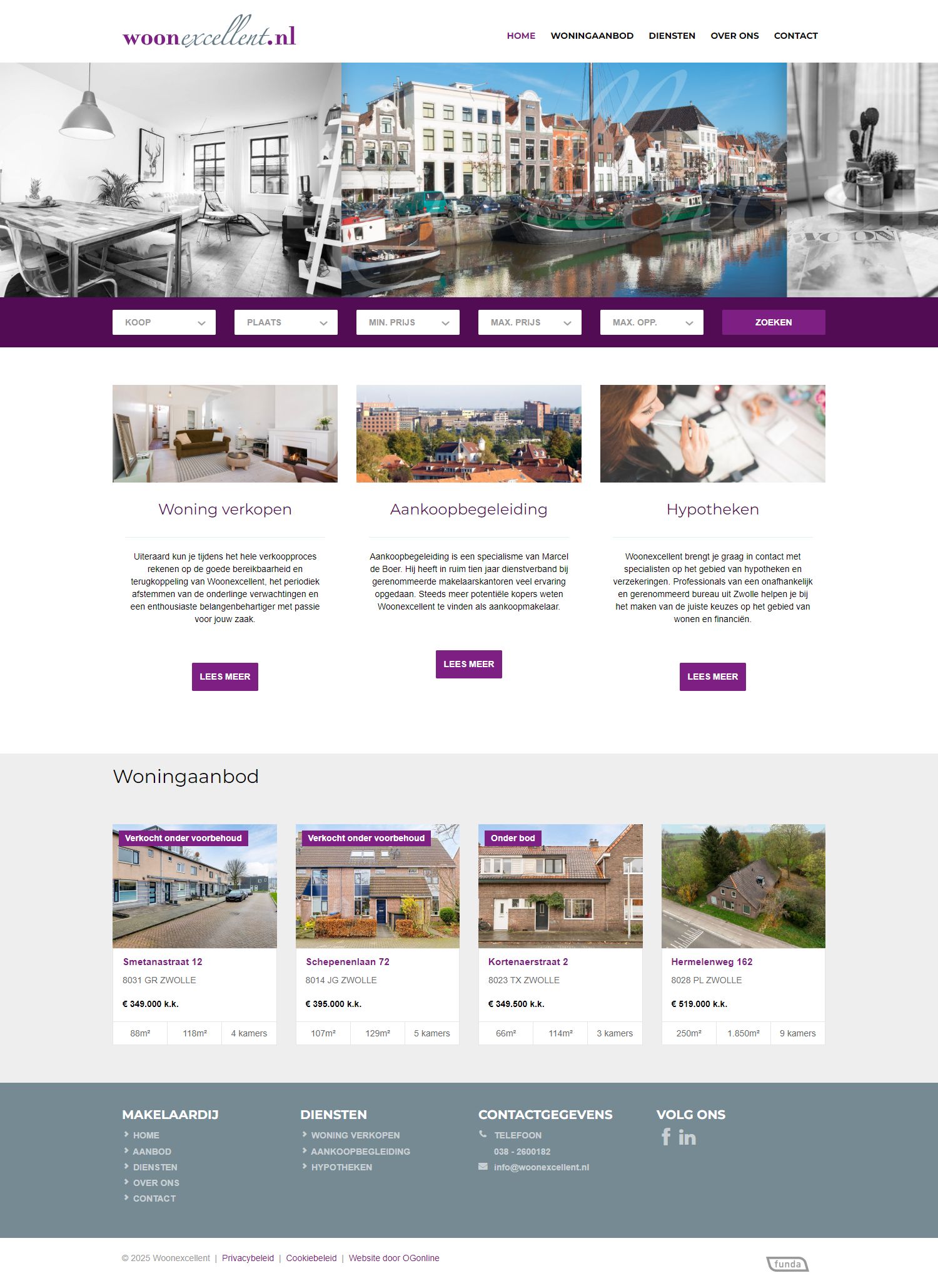 Screenshot van de website van www.woonexcellent.nl