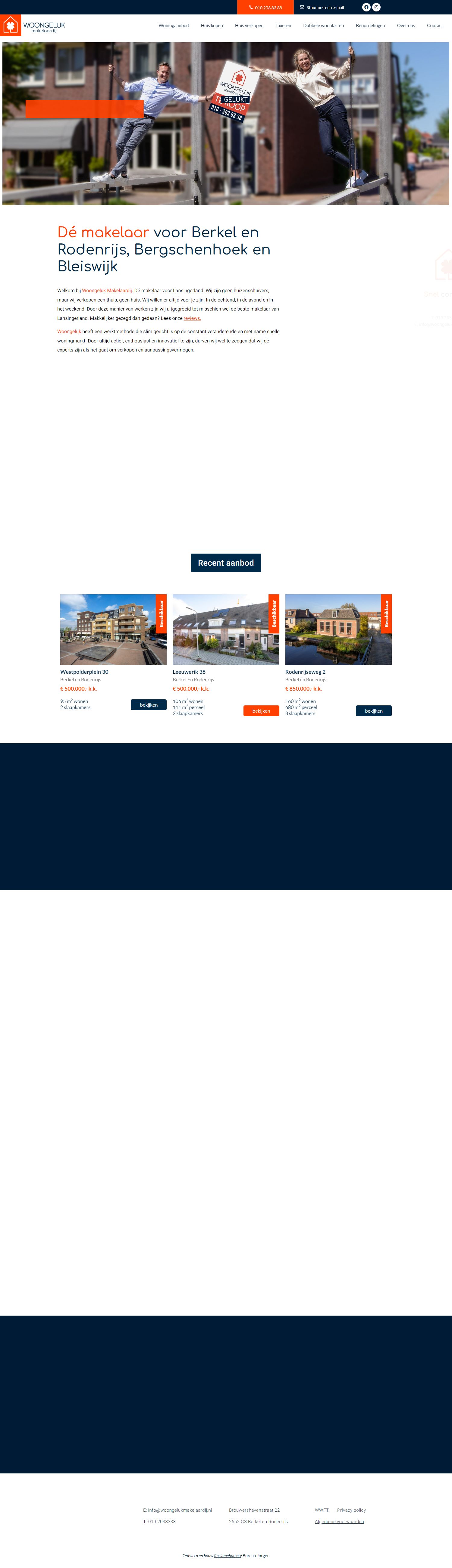 Screenshot van de website van www.woongelukmakelaardij.nl