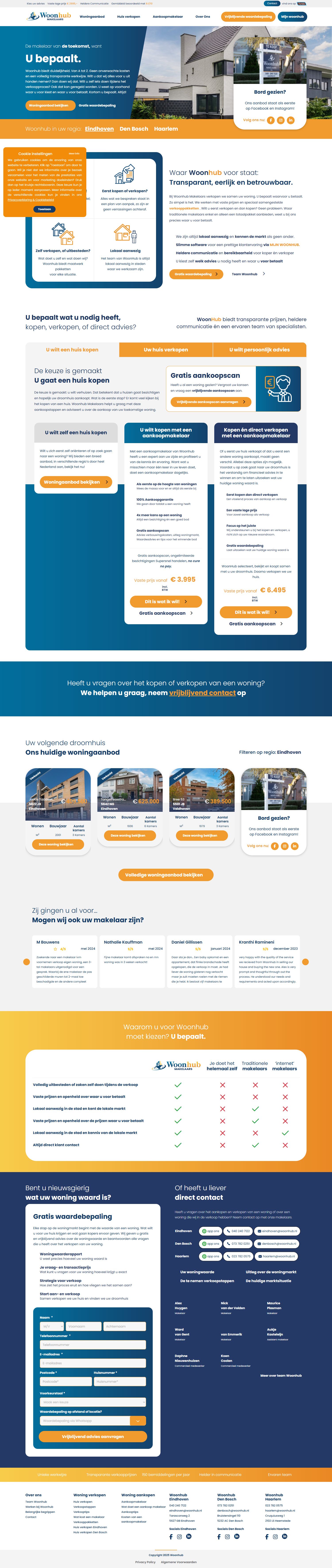 Screenshot of the website of www.woonhub.nl