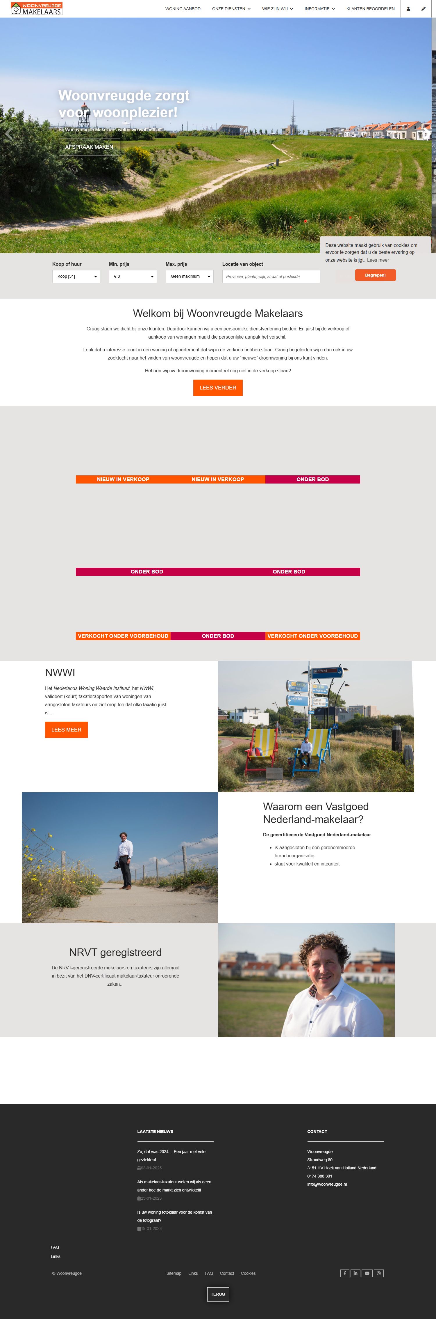 Screenshot of the website of www.woonvreugde.nl