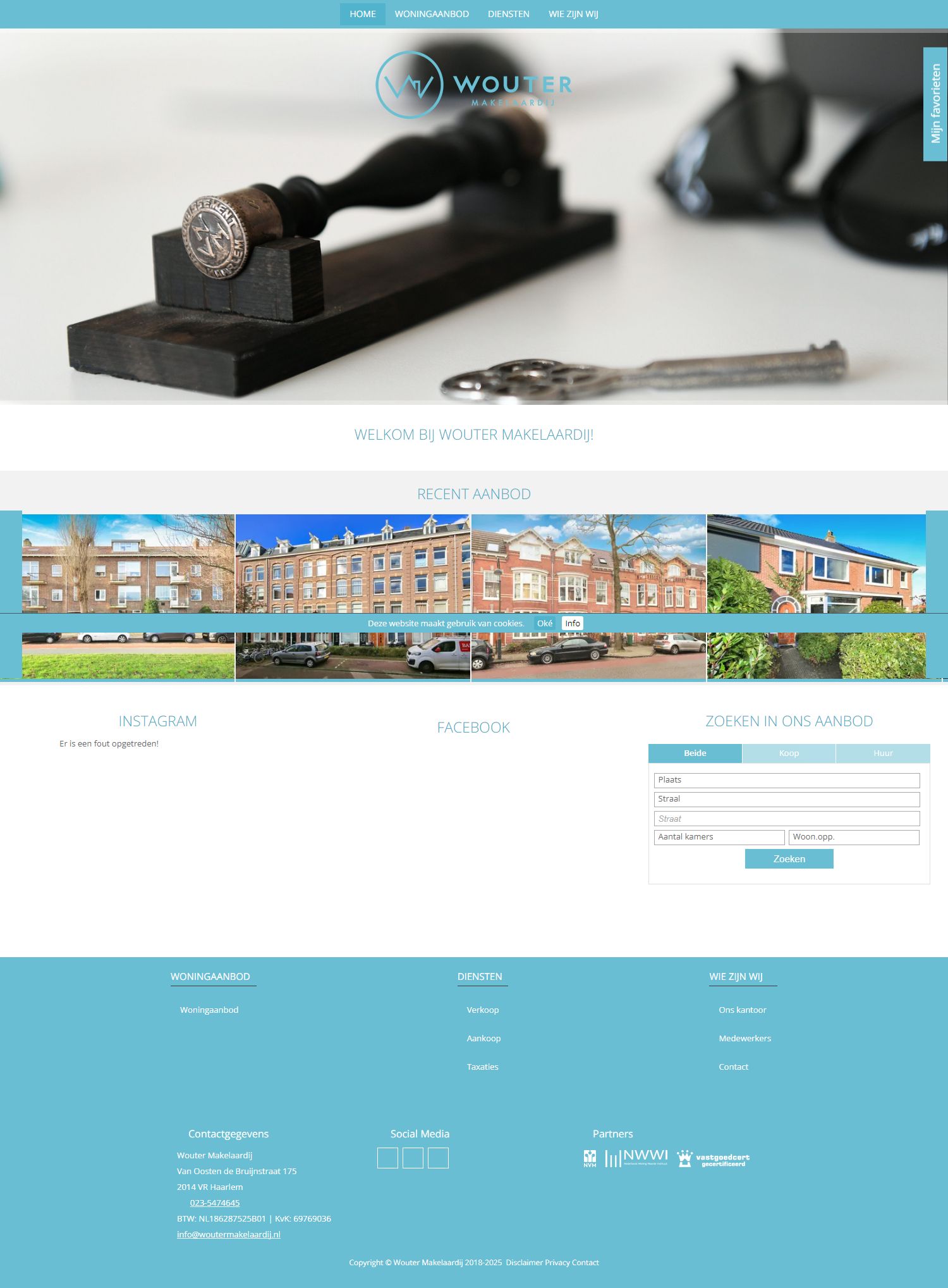 Screenshot van de website van www.woutermakelaardij.nl
