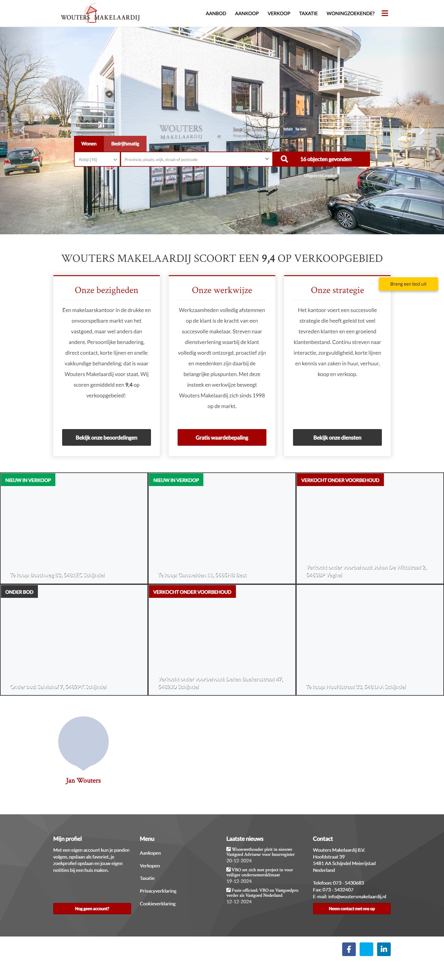 Screenshot van de website van www.woutersmakelaardij.nl