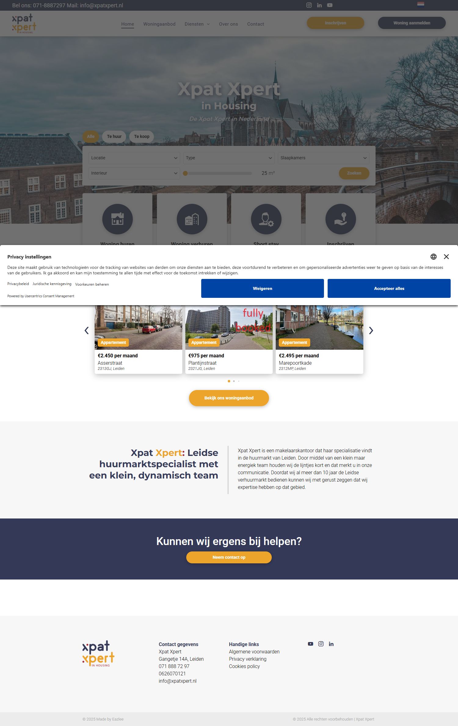Screenshot van de website van www.xpatxpert.nl