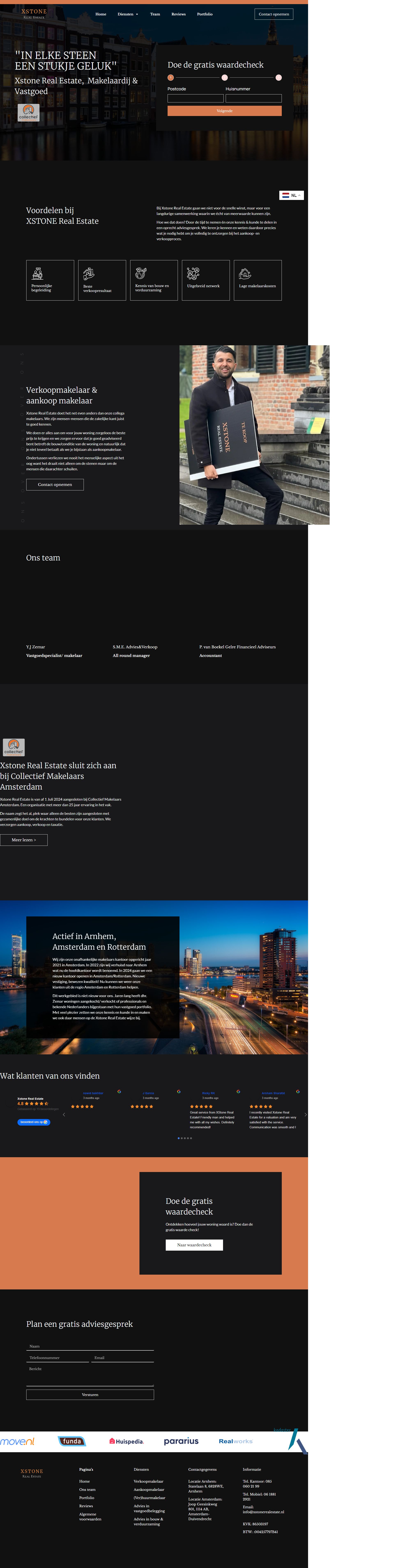 Screenshot van de website van xstonerealestate.nl