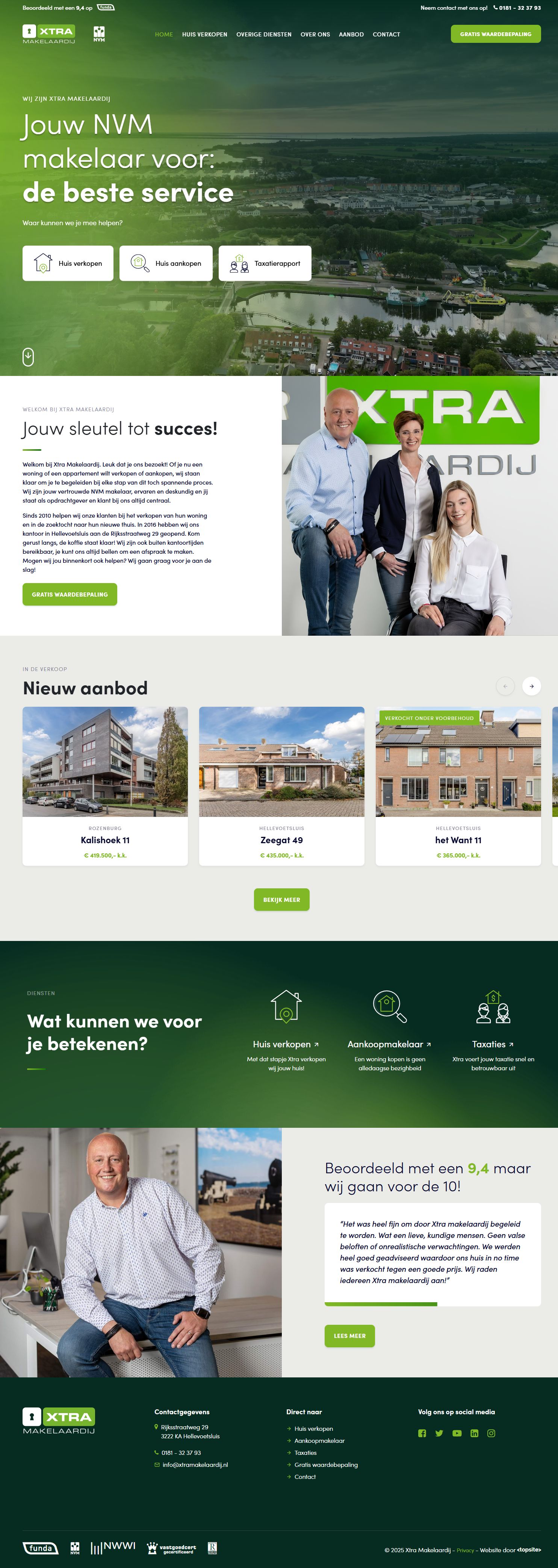 Screenshot of the website of www.xtramakelaardij.nl