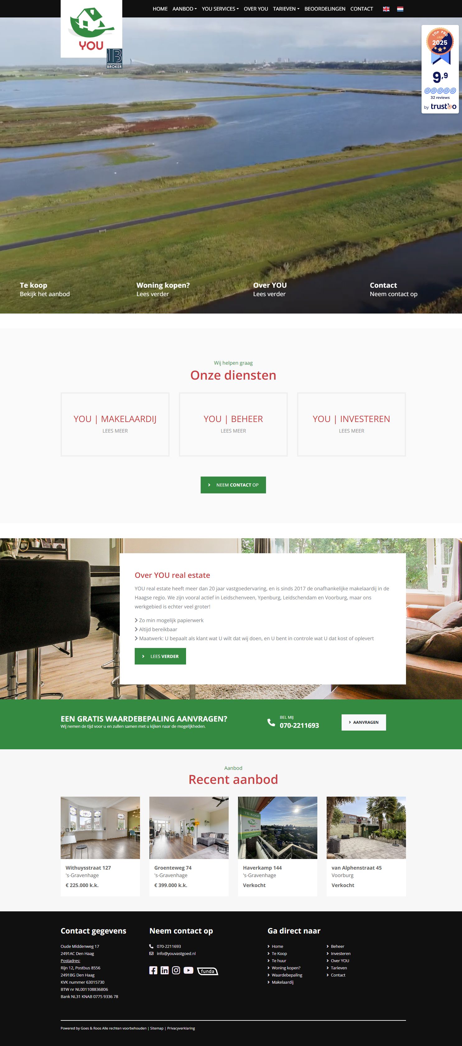 Screenshot van de website van www.yourealestate.eu